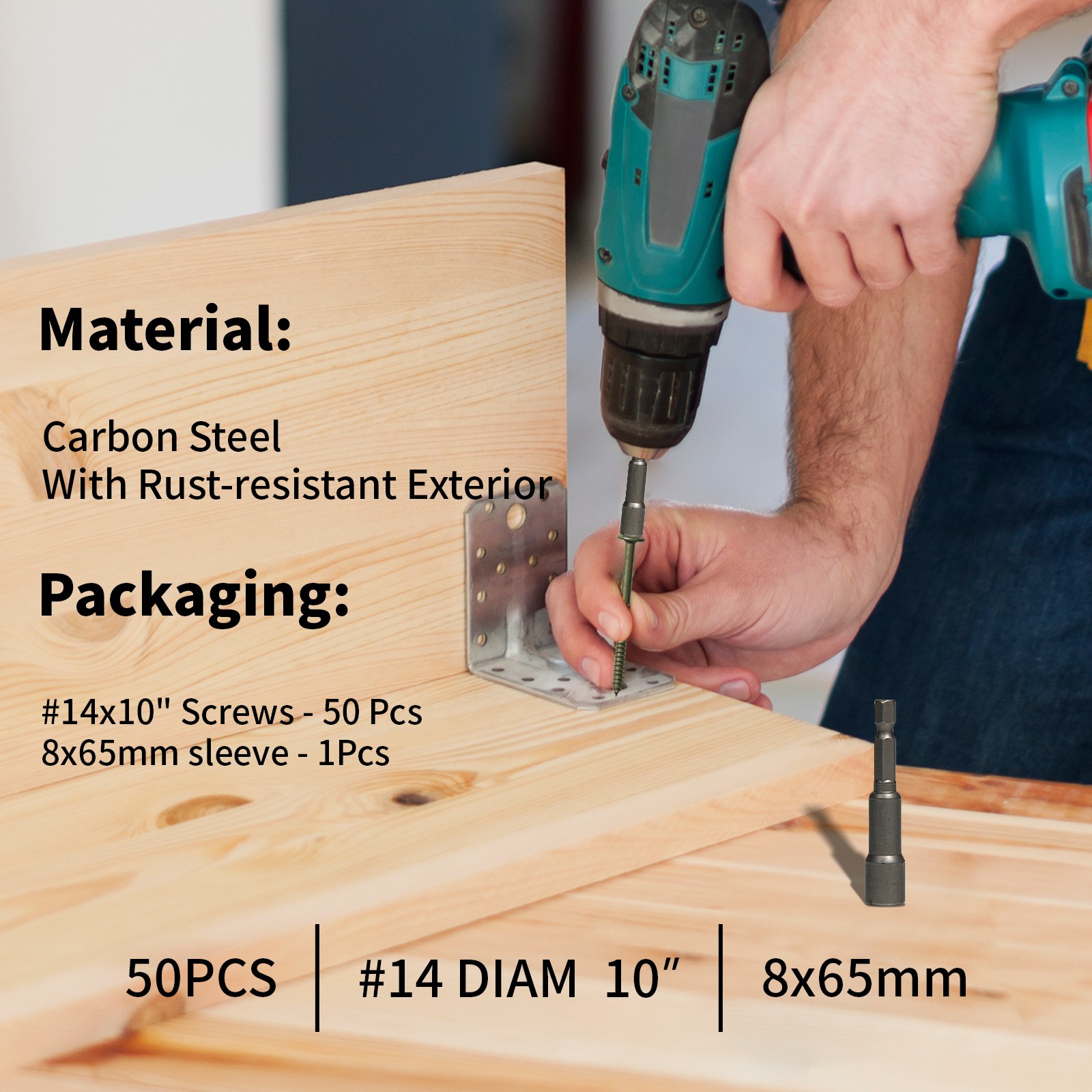 Heavy-Duty Green Timber Structural Wood Screws with Hex Socket 14*10″ Extra Long
