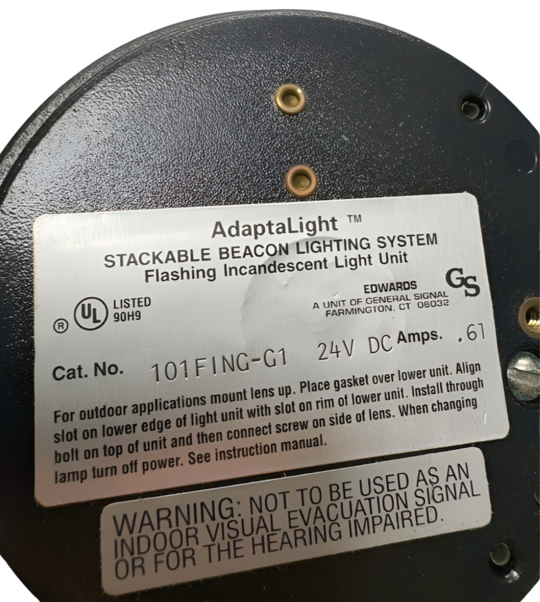 Edwards AdaptaLight 101FING-G1 Stackable Beacon Lighting, 24VDC .61Amps