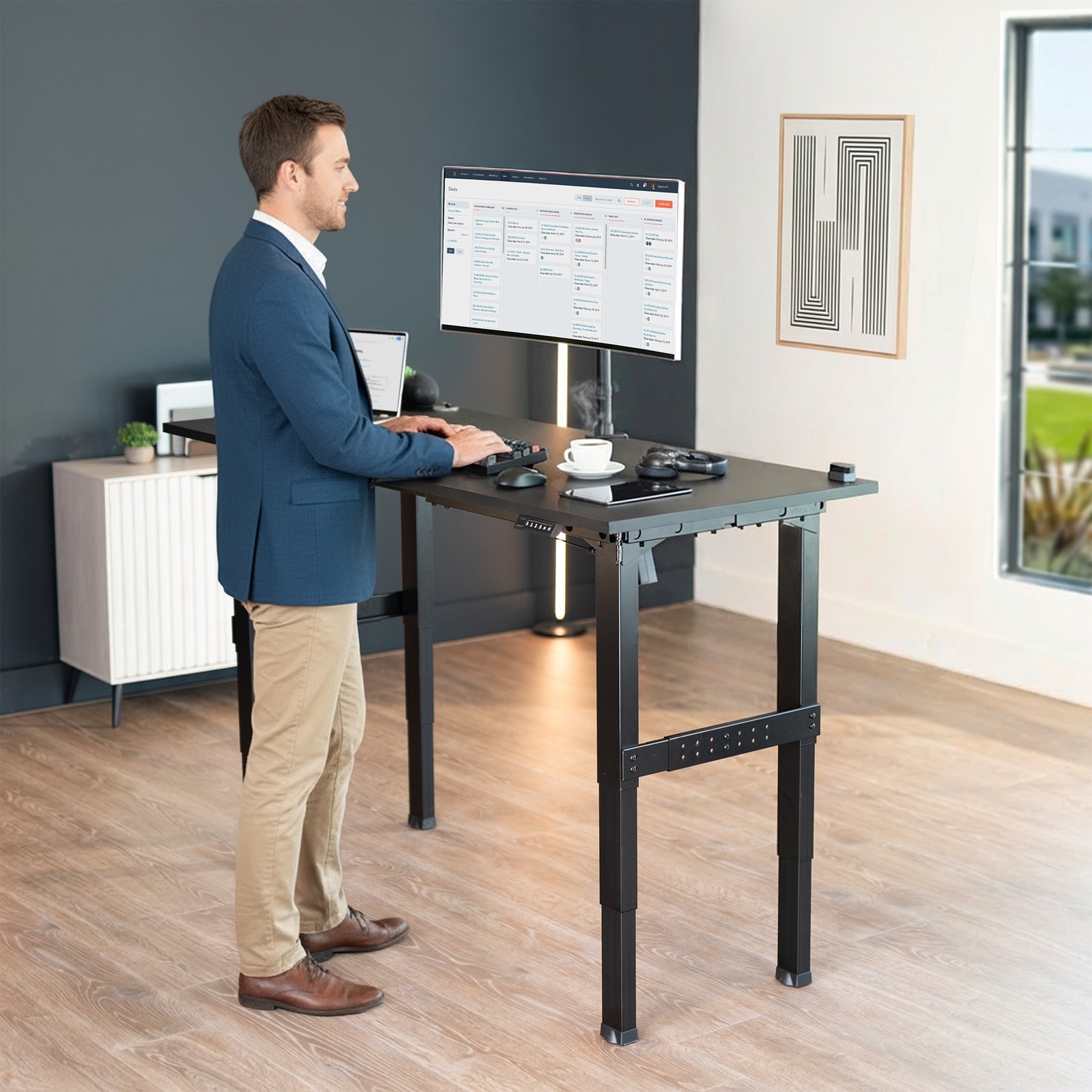 VIVO Black Premium Electric Dual-Motor Height Adjustable 4-Leg Desk Frame