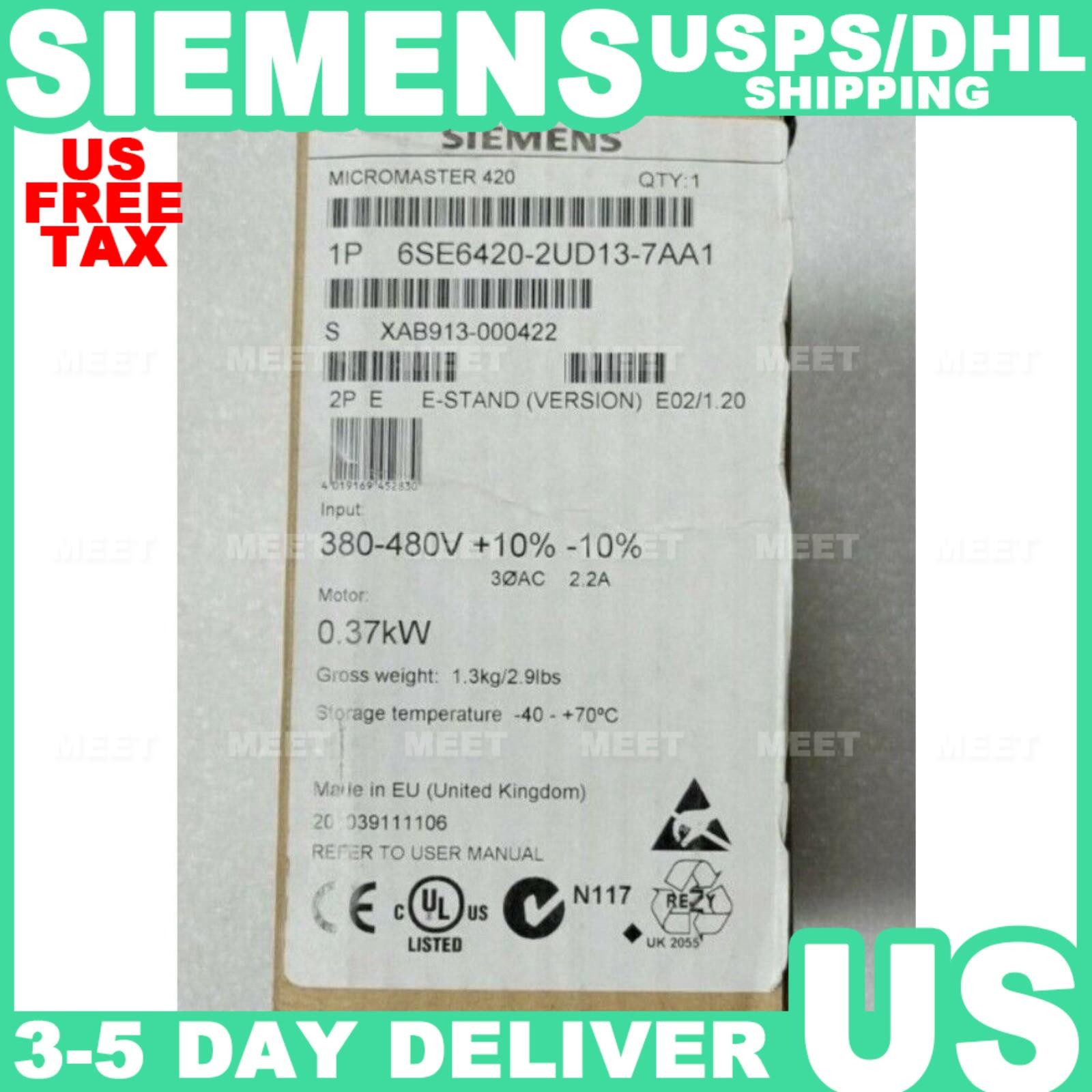 New Siemens 6SE6420-2UD13-7AA1 6SE6 420-2UD13-7AA1 1 Year Warranty Fast Shipping