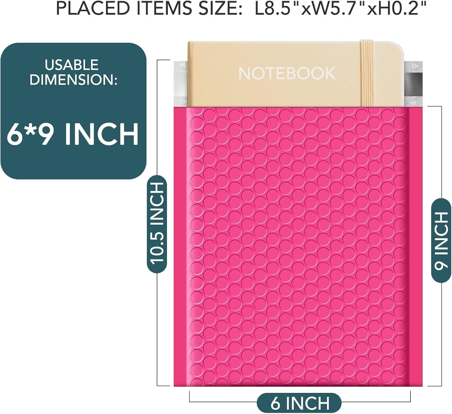 100 Pack Poly Bubble Mailer Padded Envelope Mailing Bags 6×10″ 6×9″ #0 Hot Pink