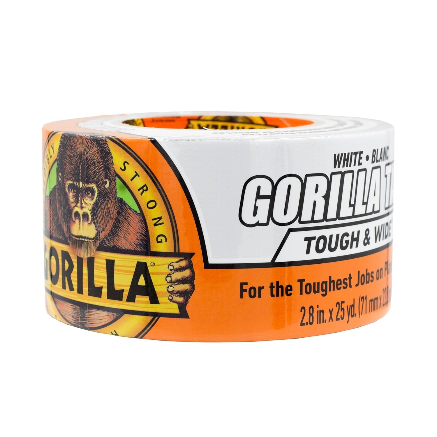 Gorilla Tape Tough & Wide, White Tape, 2.88″ x 25 yd (Pack of 1) – Heavy Duty an