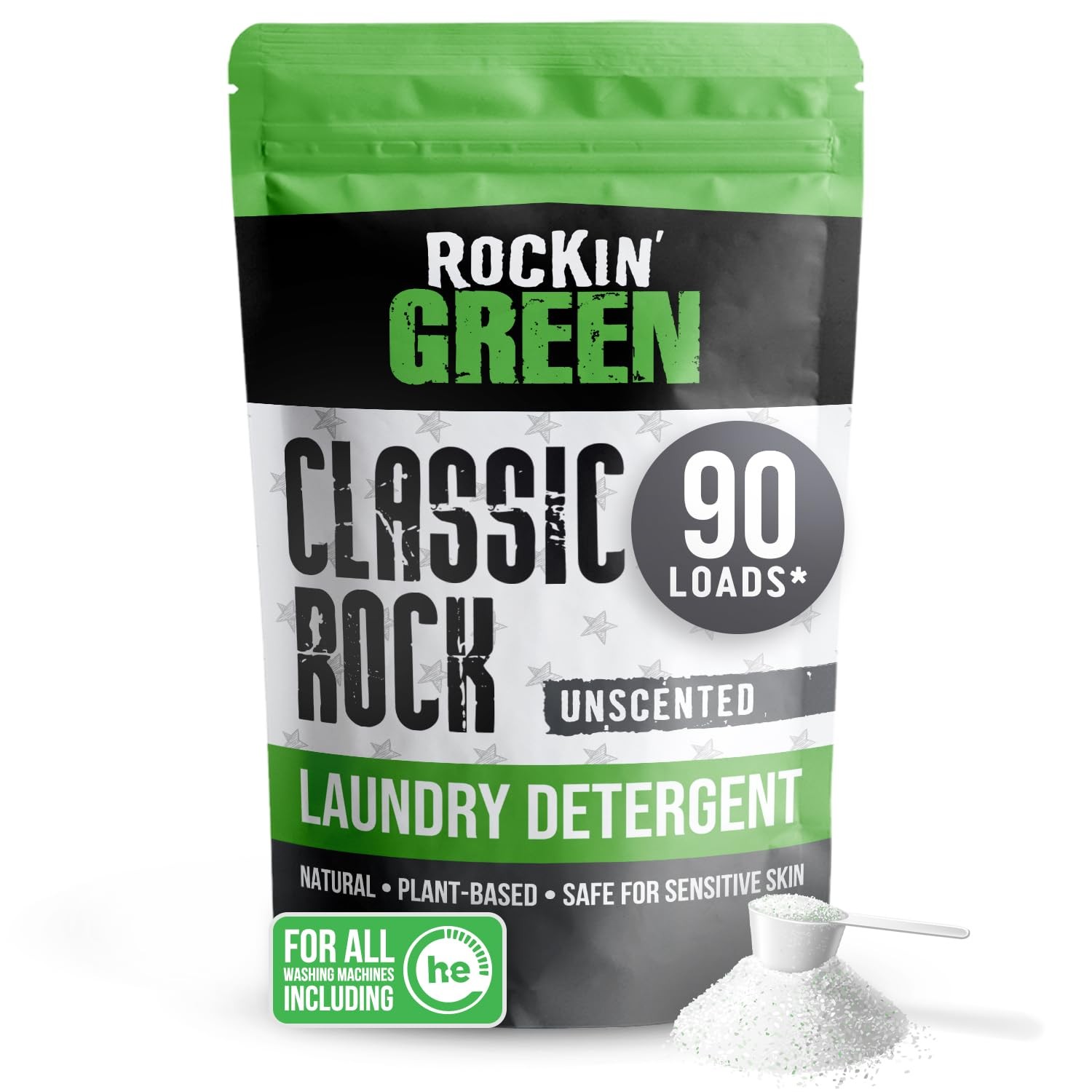 Rockin’ Green Classic Rock Laundry Detergent Powder (90 90 Loads, Unscented