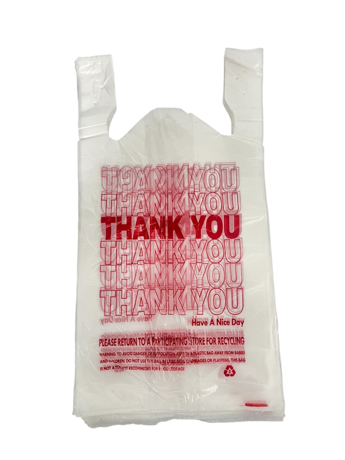 100 Bags T-Shirt Thank You Plastic Grocery Store Shopping Carry Out Bags.