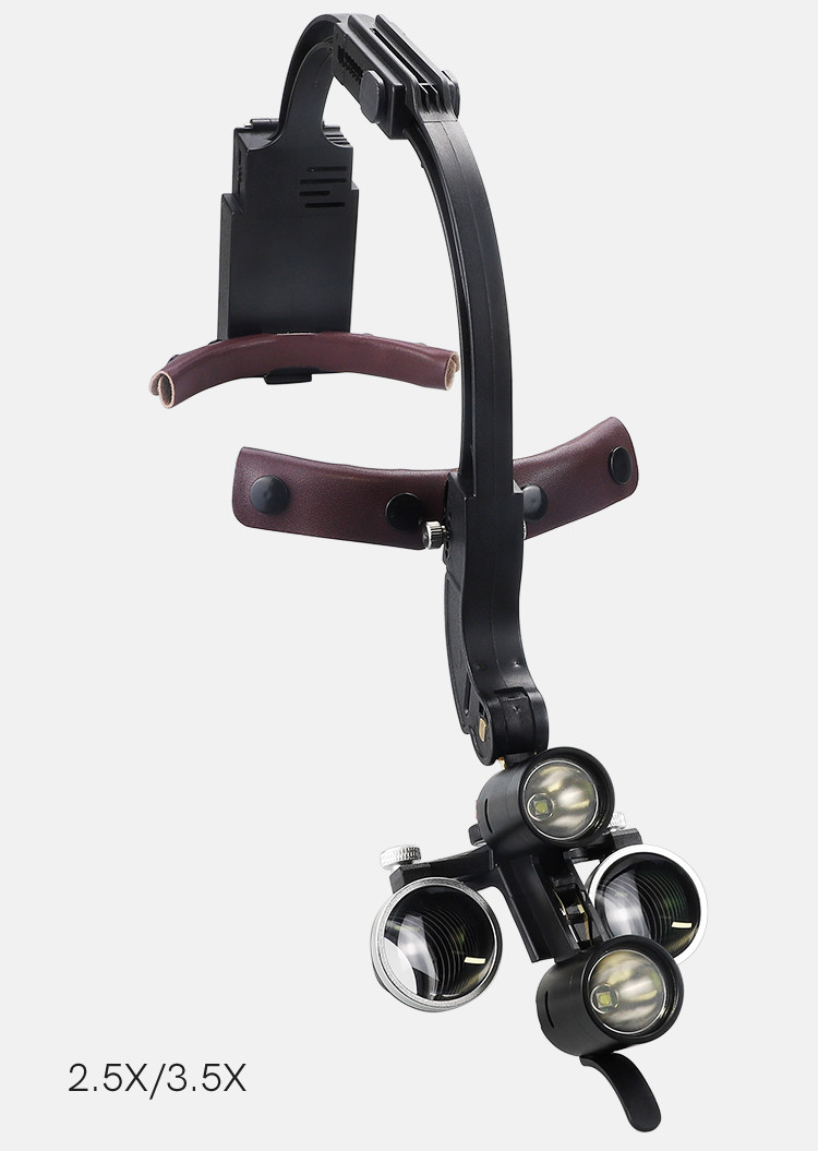3.5X Dental Surgical Headband Binocular Loupes with 5W LED Head Light 2 Leds USA
