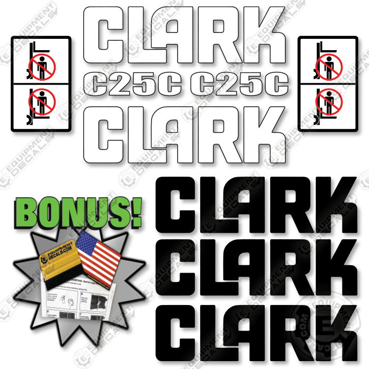 Fits Clark C25C Decal Kit Forklift – 7 YEAR OUTDOOR 3M VINYL!