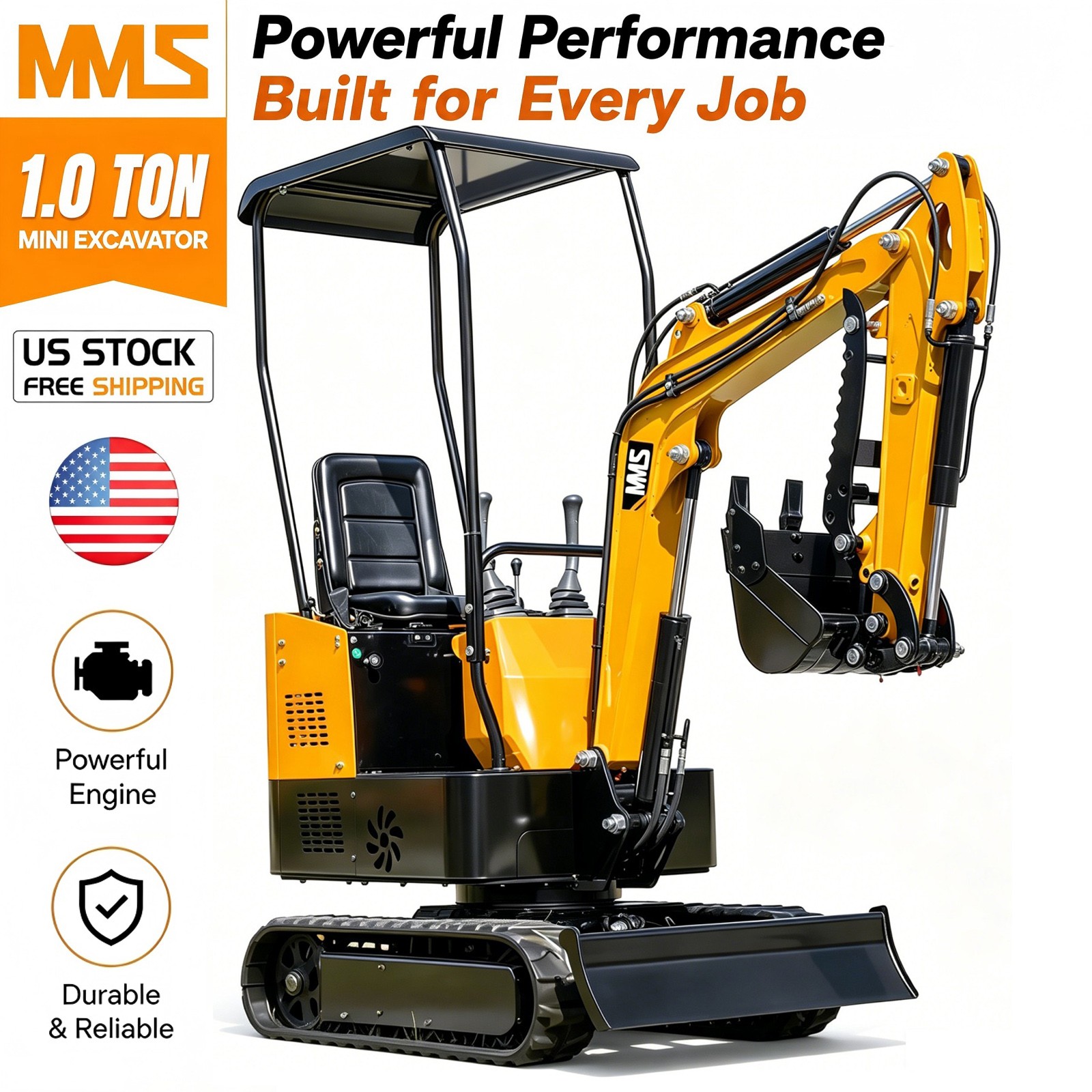 🔥FREE SHIP 1 Ton Mini Excavator 13.5HP Mini Digger Rato 13.5HP EAP Gas Engine