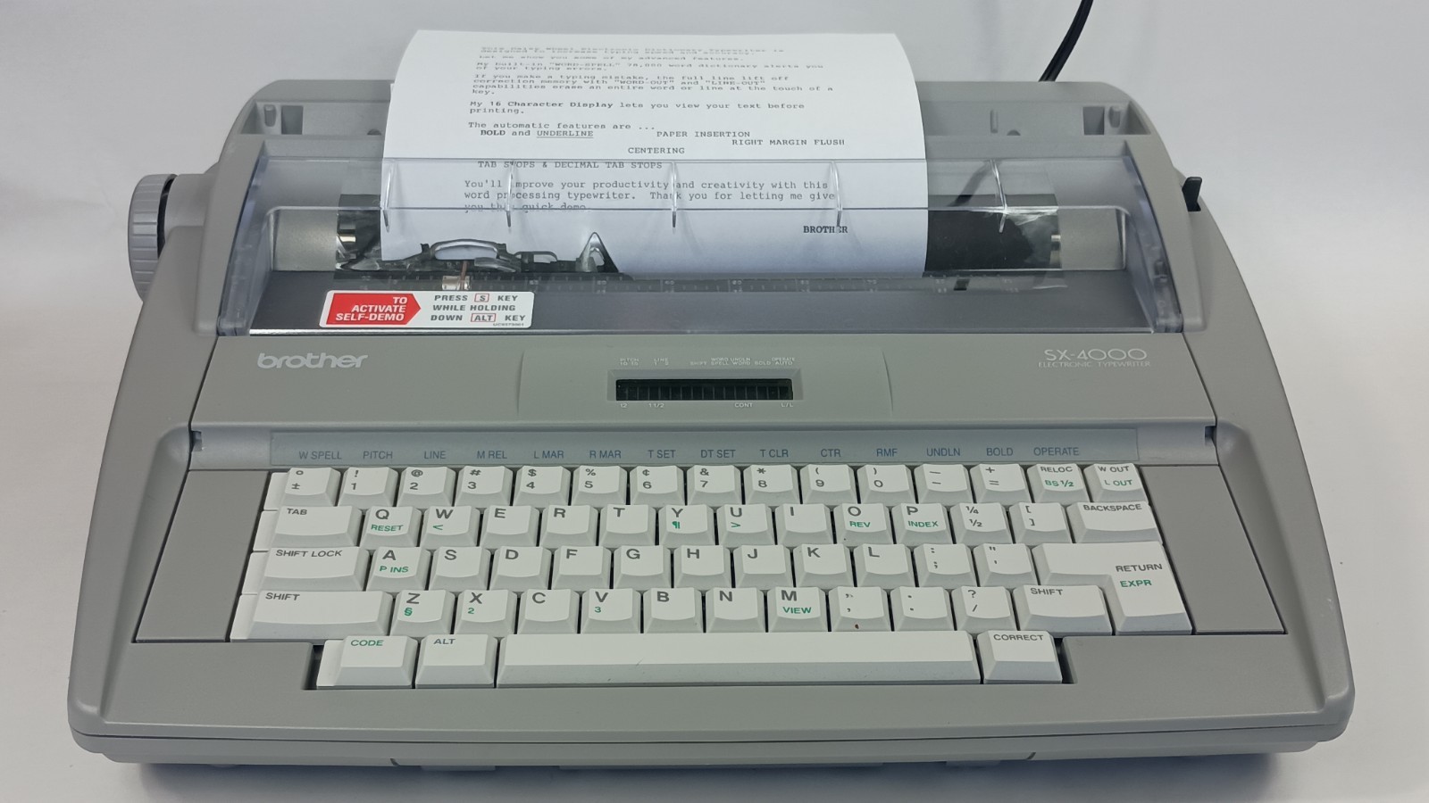 Brother SX-4000 Electronic Electric Typewriter – Working
