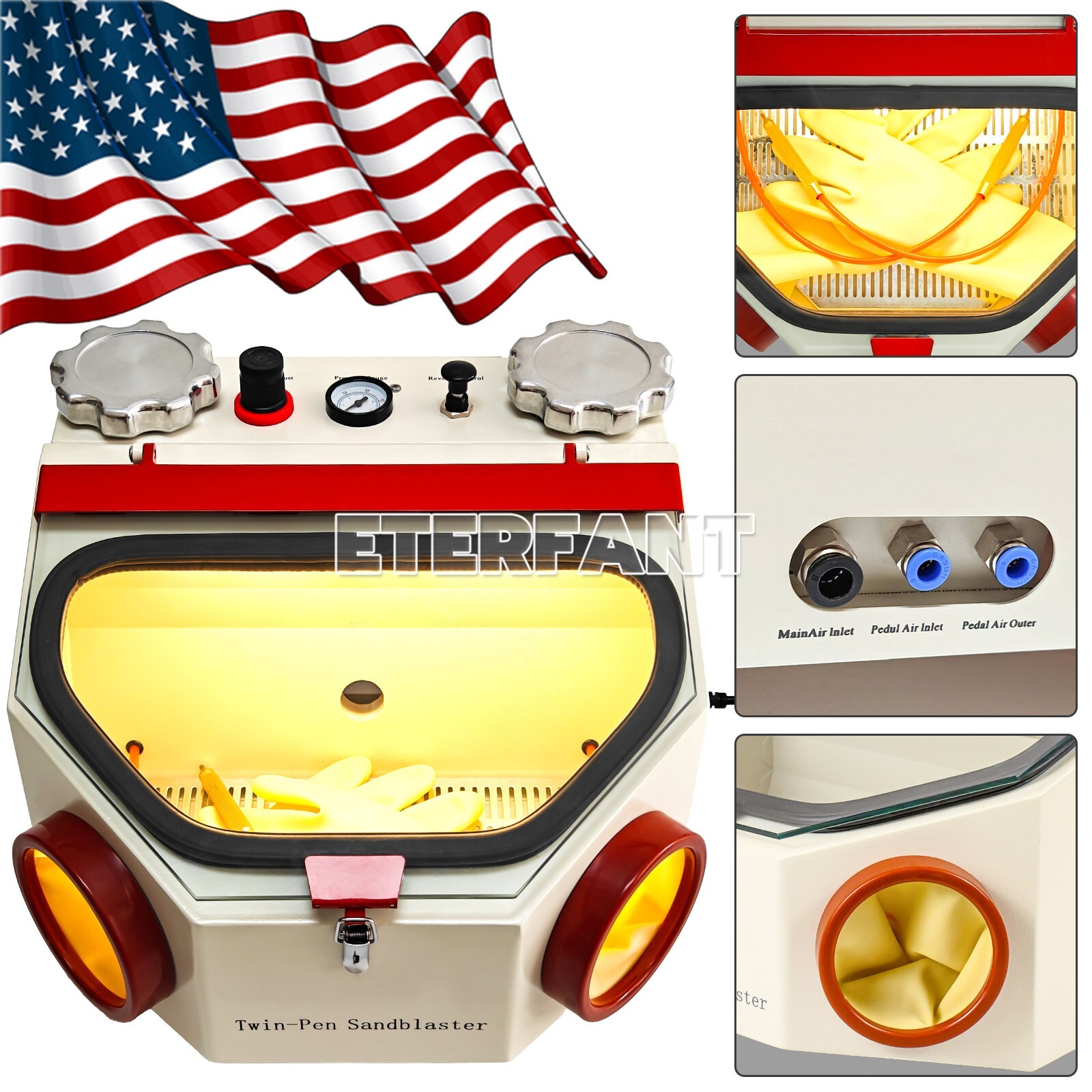 Dental Twin Pen Sandblaster Double Pen Sand Blaster for Lab 2 Aluminum Tank US