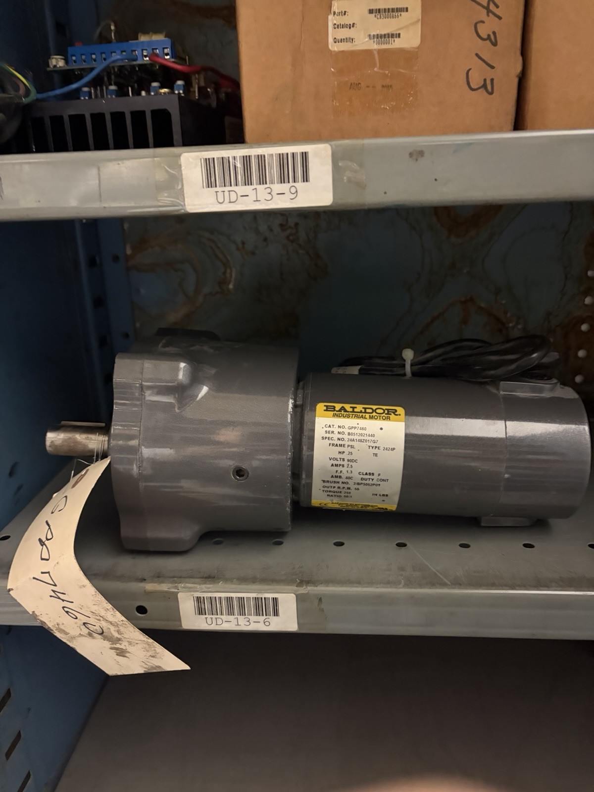 BALDOR GPP7460 1/4HP 50RPM TENV 90VDC PARALLEL GEARMOTOR USED