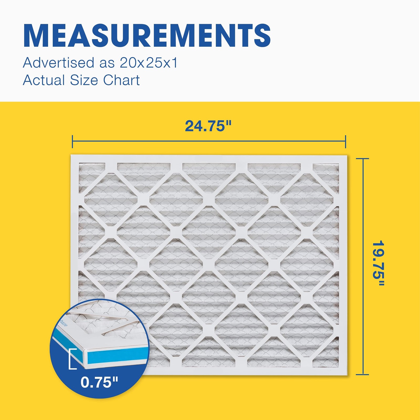 Aerostar 20x25x1 MERV 8 Air Filter, 6 Count, ACTUAL SIZE (19.75 x 24.75 x 0.7…