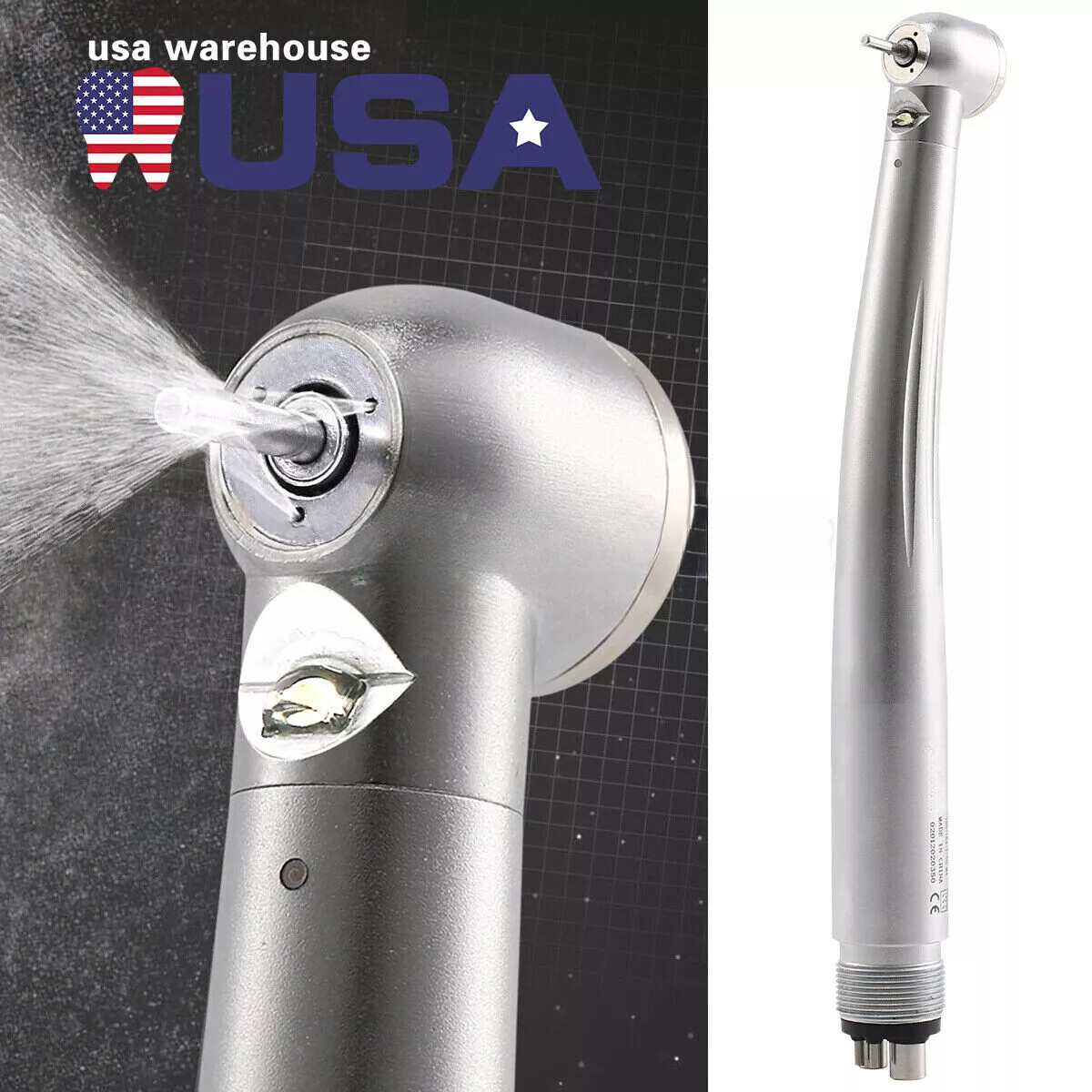 Dental High Speed air Turbine Push Button 4 Holes Handpiece with Led Fiber Optic