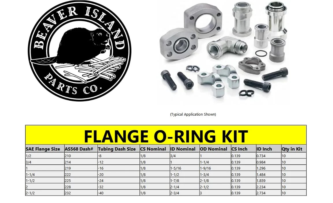 Hydraulic O-Ring Kit Flange Fittings 70 Pieces (7 Common Sizes) SAE Buna-N 90 Du