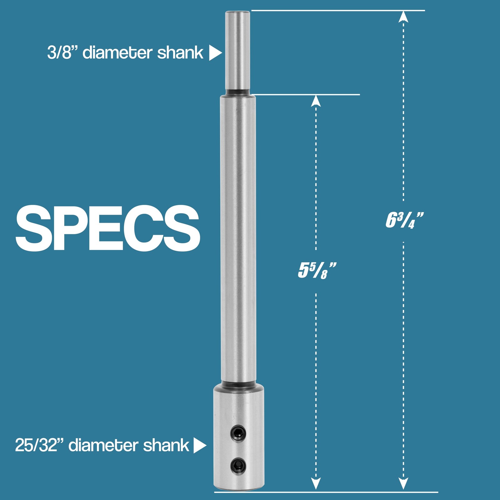 Fulton 6 inch Long Forstner Bit Extension for Adding Over 6″ (3/8″ Shank)