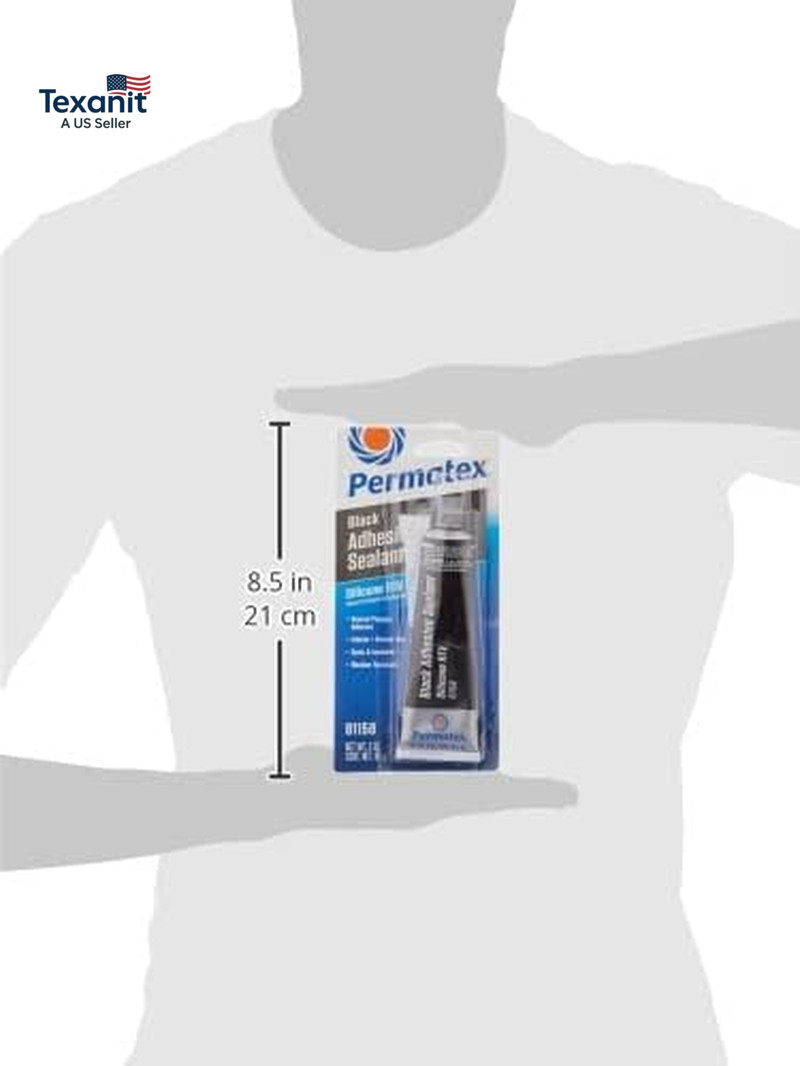 81158-12PK Black Silicone Adhesive Sealant, 3 Oz. Tube (Pack of 12)