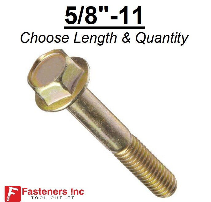 5/8-11 Grade 8 Flange Frame Bolt Yellow Zinc Plated (All Sizes & Qty’s) 5/8″