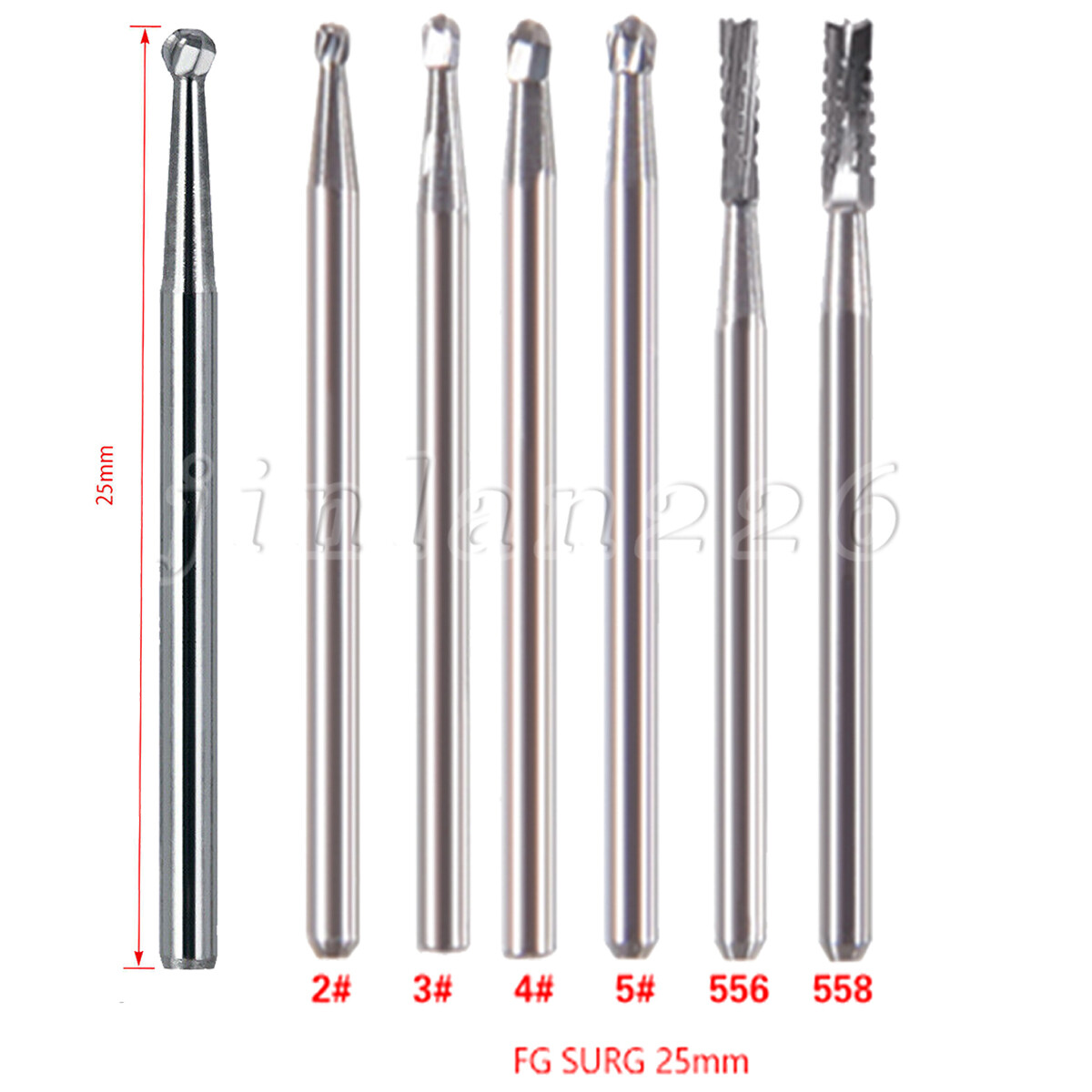5-50* Dental Carbide Oral Surgical Round Burs FG2 4 8 Long Surgery Friction Grip