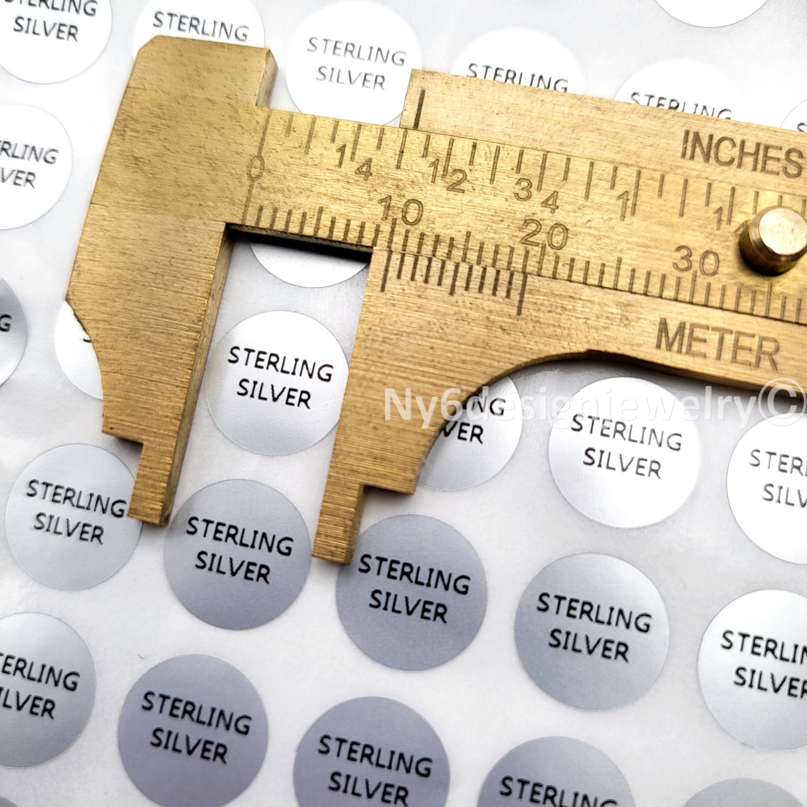 300 pcs “STERLING SILVER” Adhesive Labels – 10mm Round Stickers for Jewelry