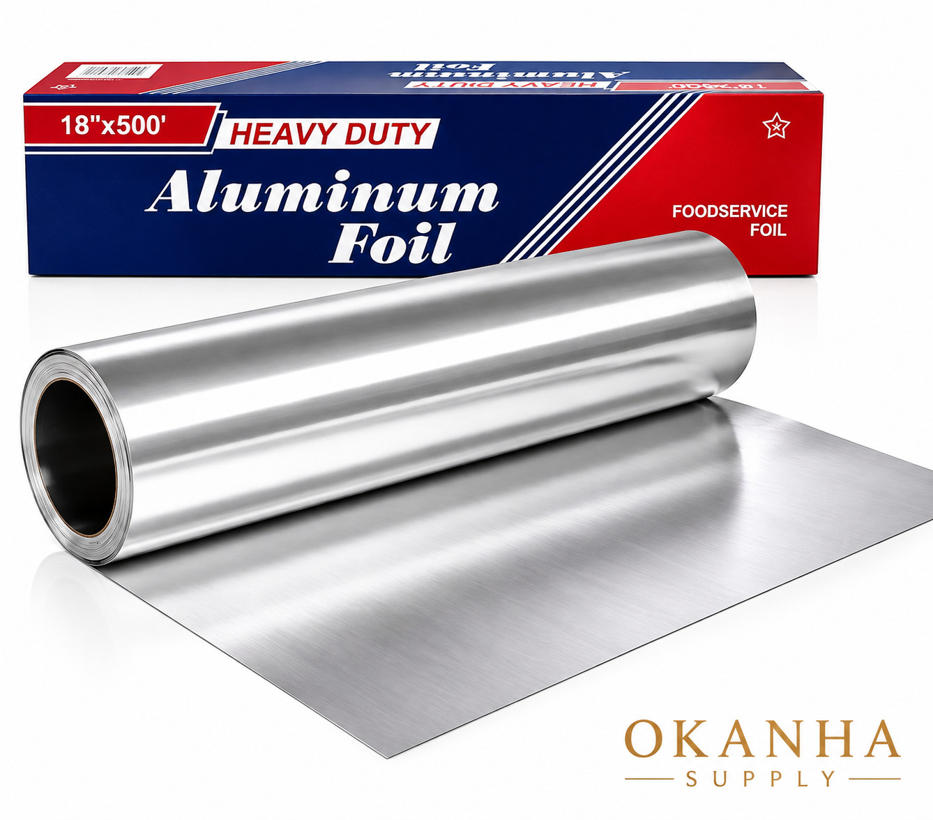 18″ x 500 Feet Heavy Duty Aluminum Foil Rolls, Commercial-Grade Wrap, 1 Count