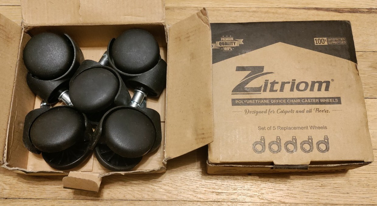 5 Pack of ZITRIOM OFFICE CHAIR CASTER WHEELS 11mm (7/16″) BLACK