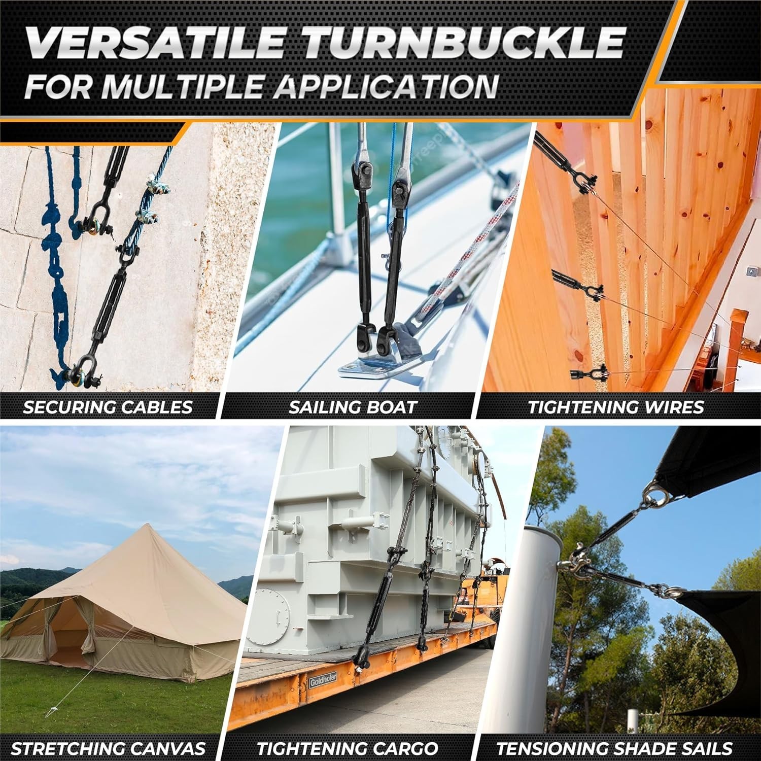 Versatile 5/8”x15” Turnbuckle with 3500 lbs Capacity for Indoor and Outdoor Use