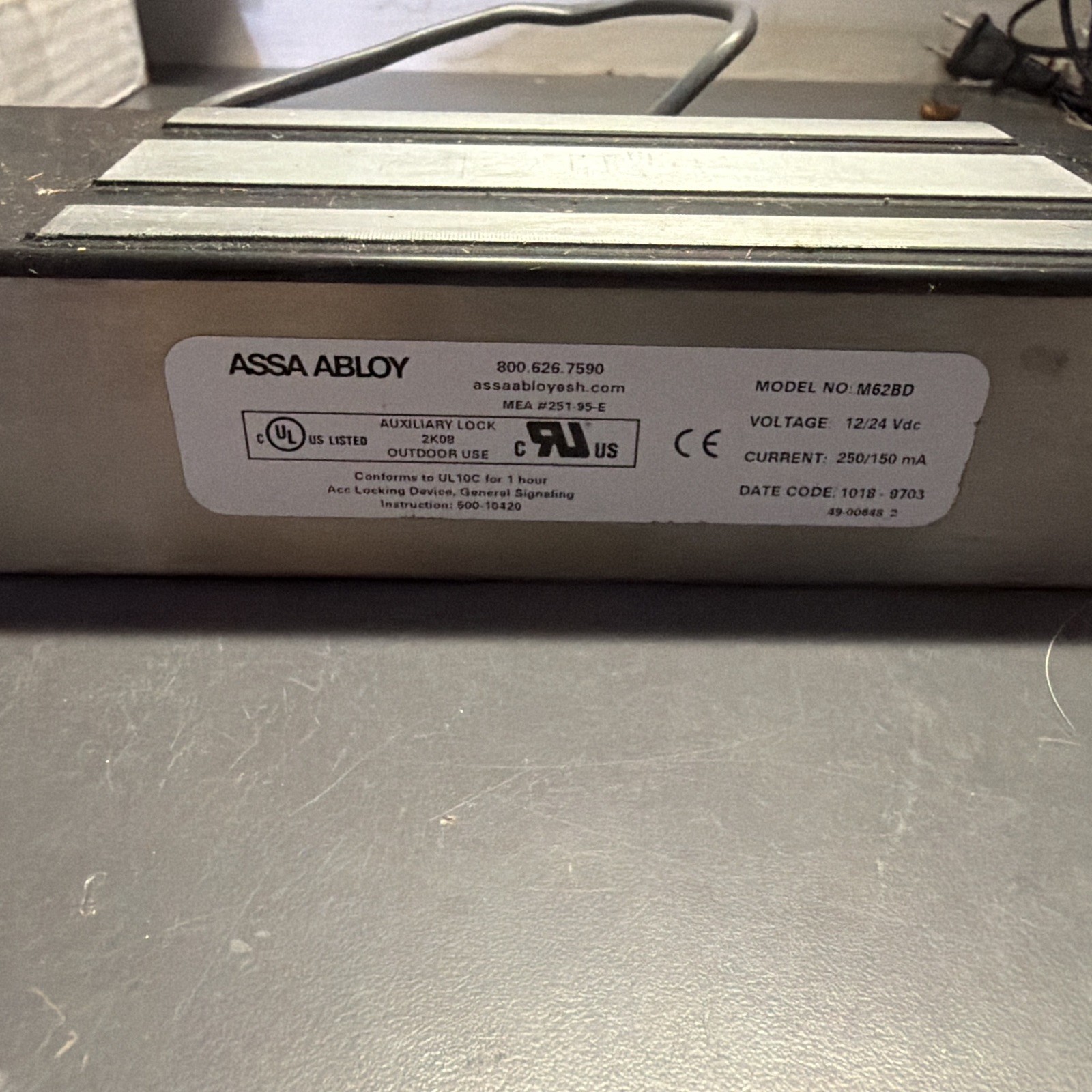 Securitron M62BD Magnalock 1200lbf Electromagnetic Lock, 12/24VDC