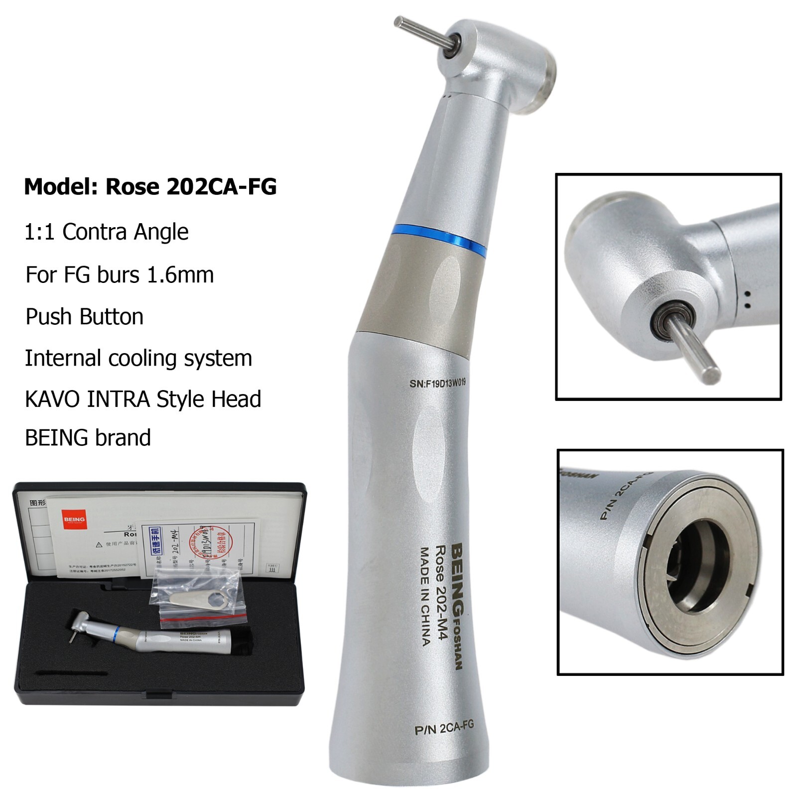 BEING COXO Dental Contra Angle Straight Handpiece Slow Speed Air Motor KAVO NSK