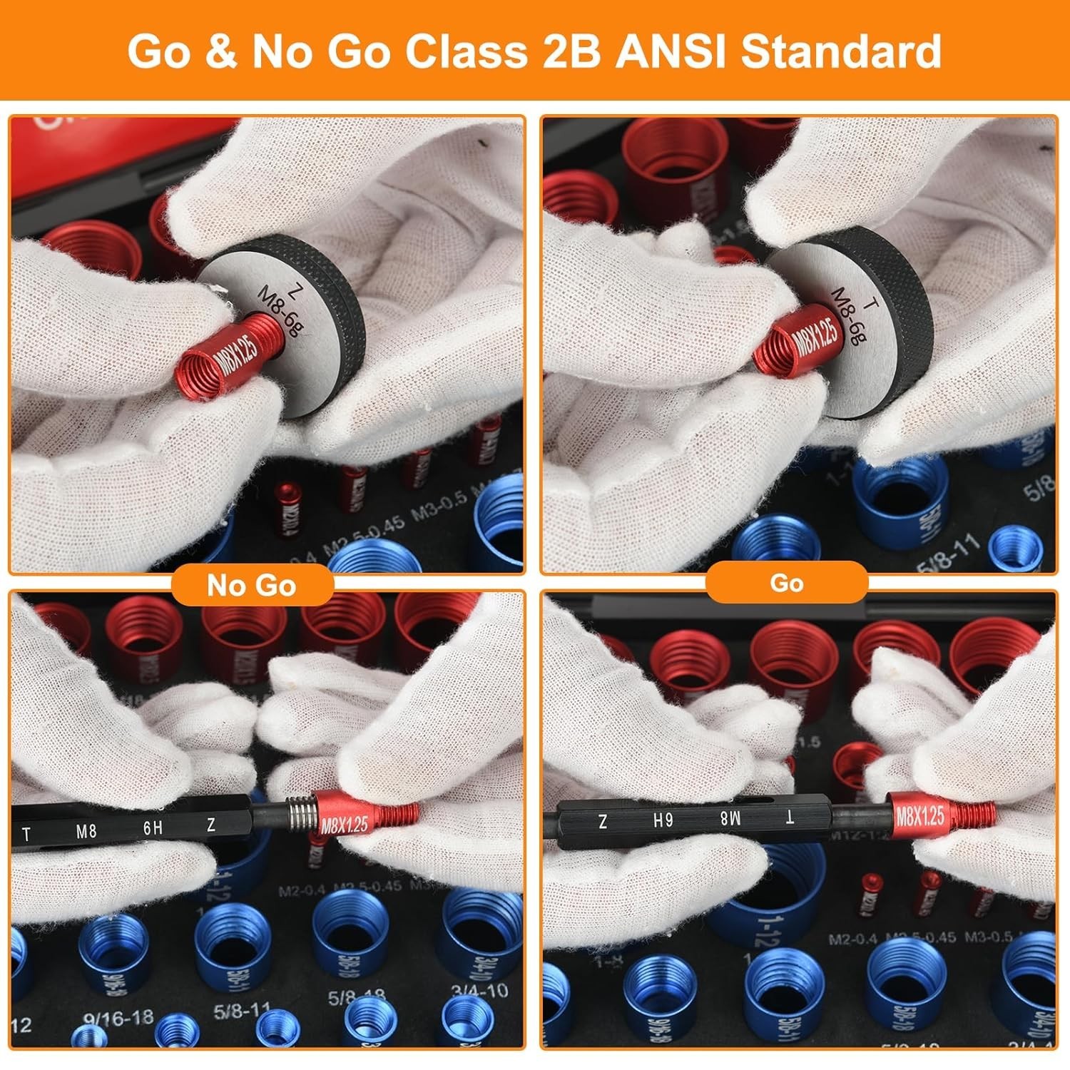 55Pcs Nut and Bolt Thread Checker 25 Metric + 30 SAE Inch Thread Gauge Set, Deta