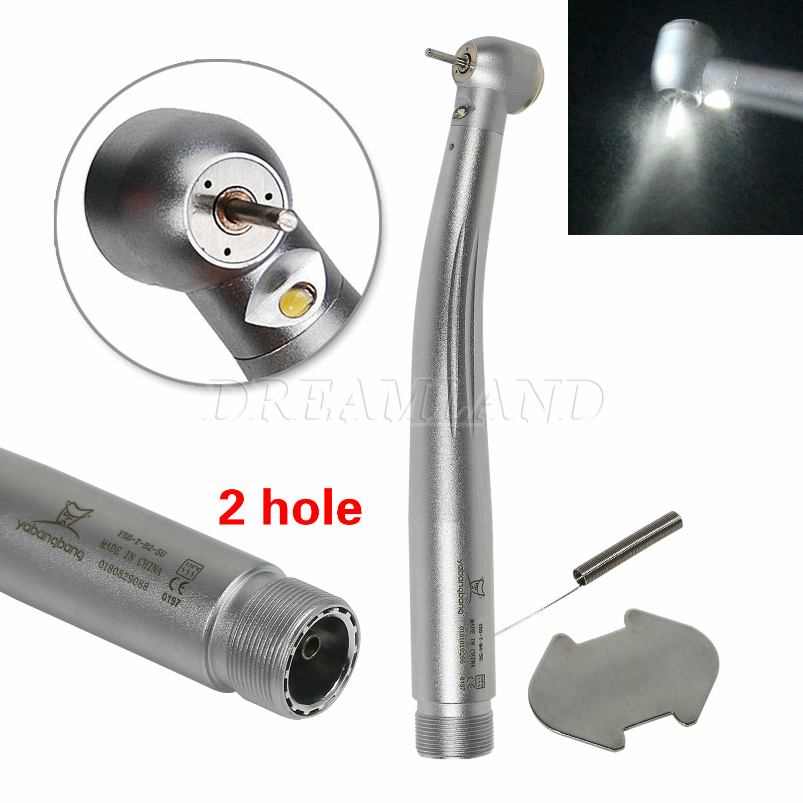 1-10 LED Dental Fiber Optic High Speed E-generator Handpiece 2Hole Borden G:1u