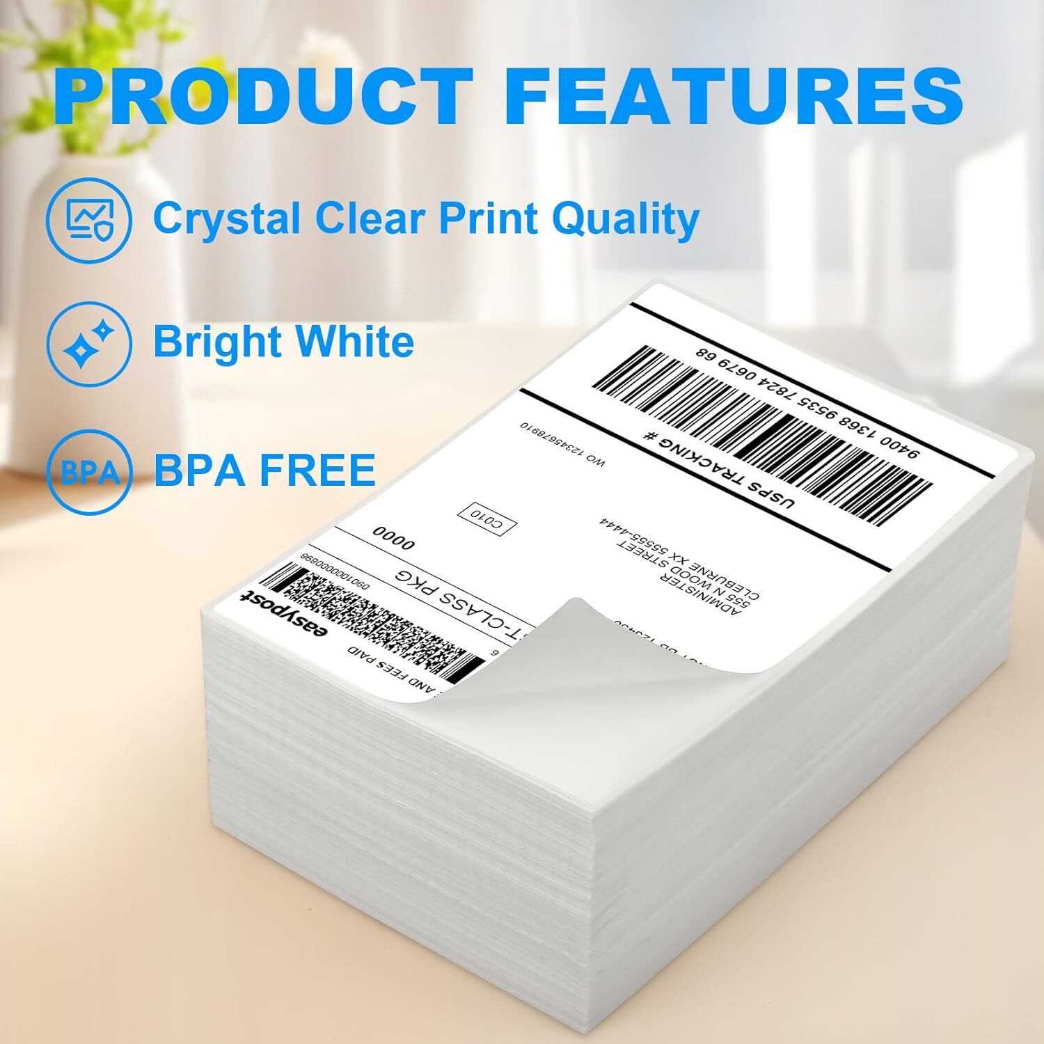 500/Stack 4×6 Fanfold Direct Thermal Shipping Labels Perforated Mailing Labels