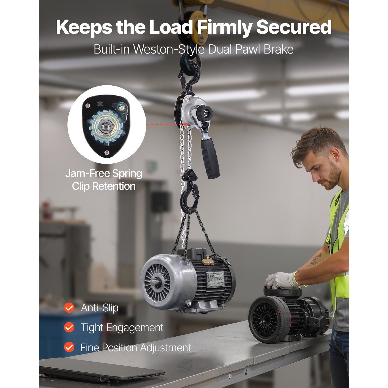 Uimoso Manual Lever Chain Hoist 1/2T 1100lbs 10ft Lift Alloy Steel Storage Use