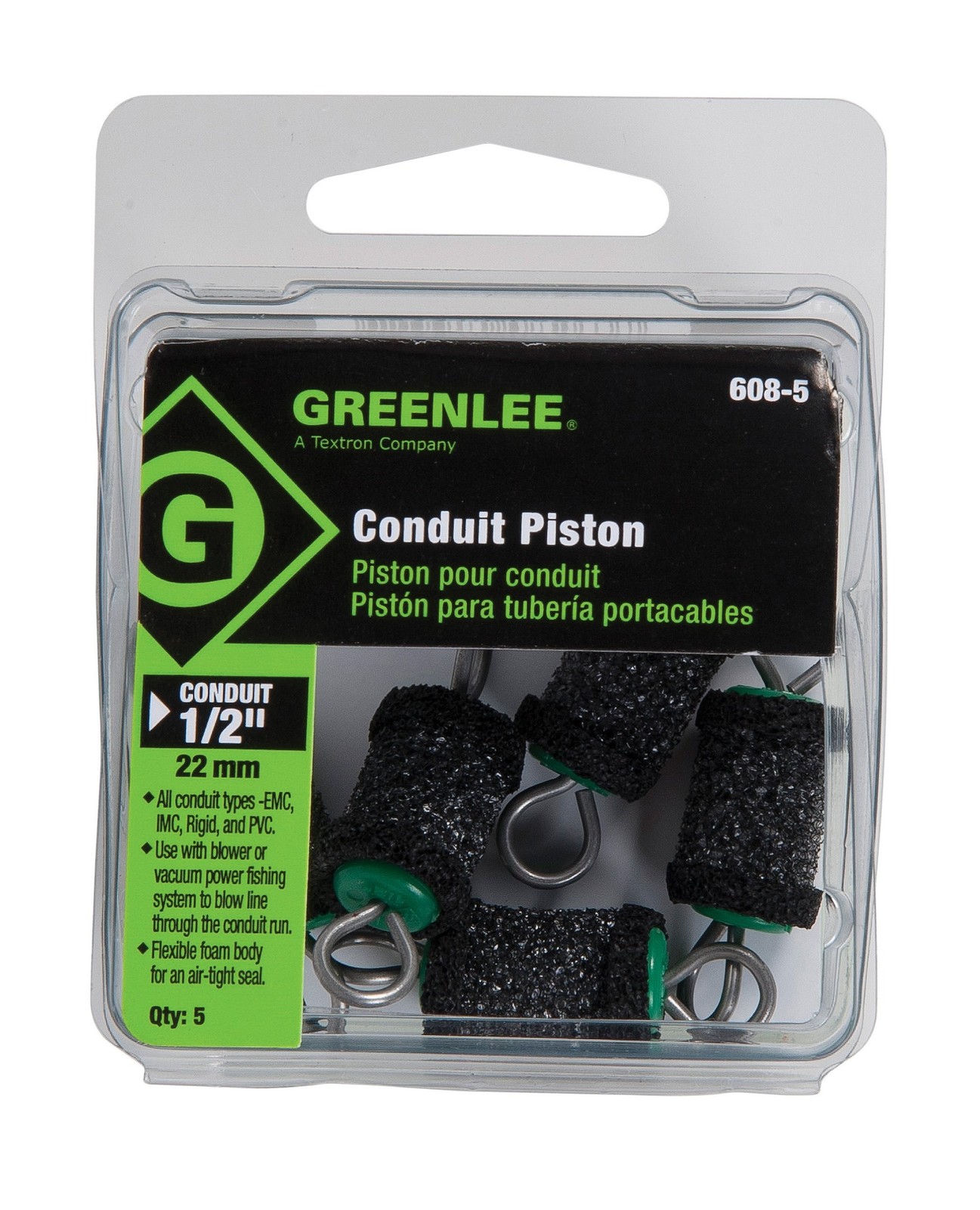 Greenlee 608-5 Foam Piston 1/2 In Pk5