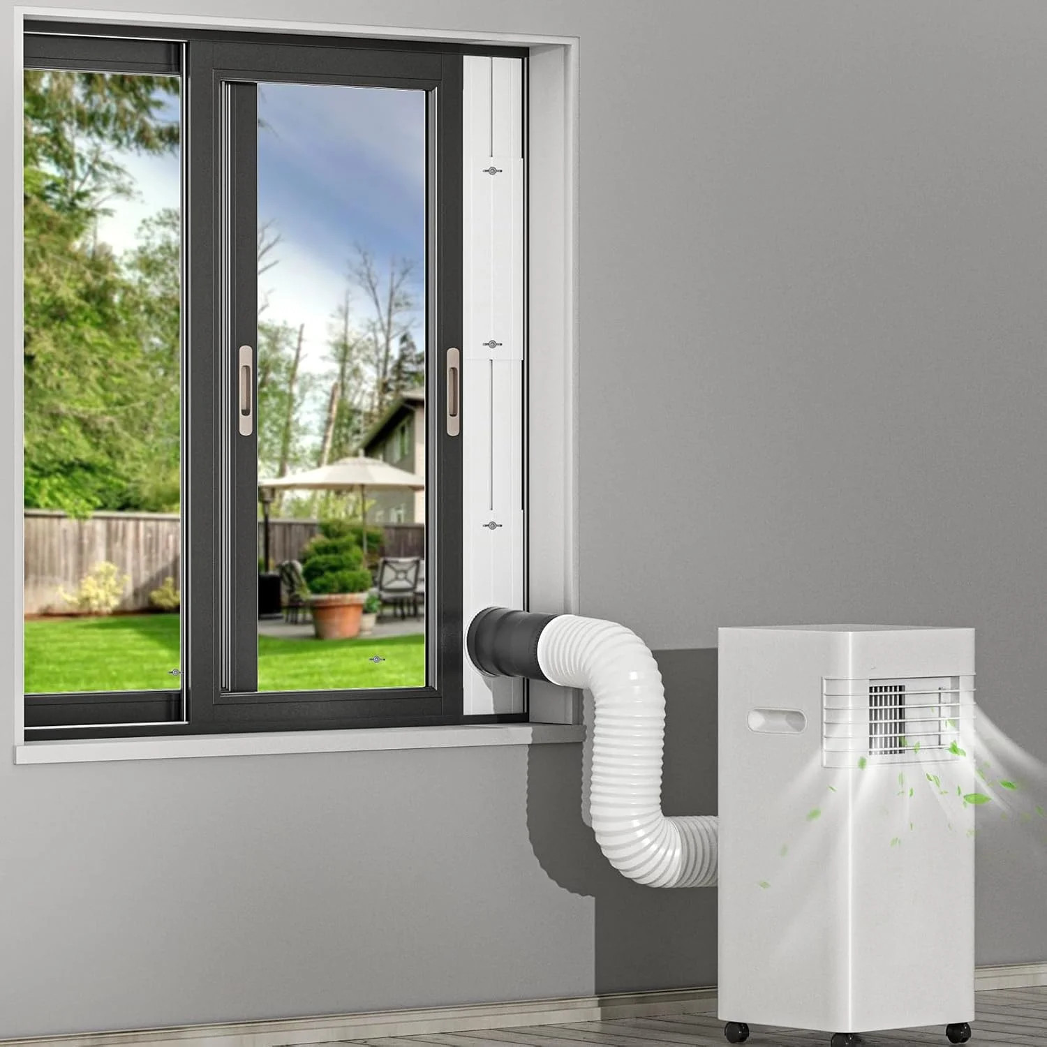 Portable AC Window Vent Kit with 6 Inch 345 CFM Inline Fan & Universal Coupler,