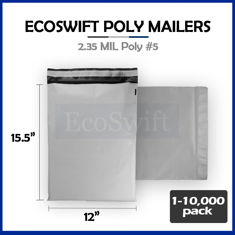 1-10000 12×15.5 “EcoSwift” Poly Mailers Envelopes Plastic Shipping Bags 2.35 MIL