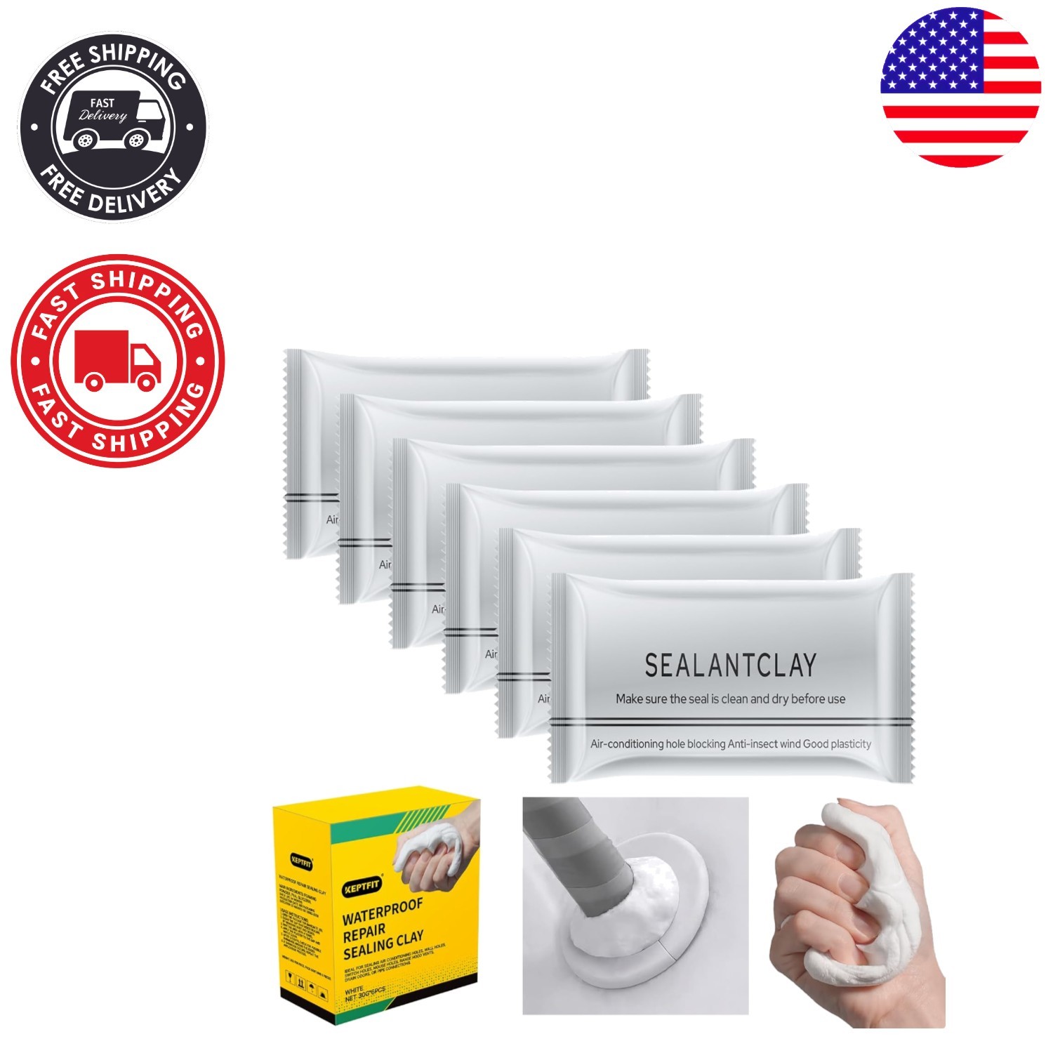 6-Pack Waterproof Repair Sealing Clay – Quick Mending Mud for Home Fixes