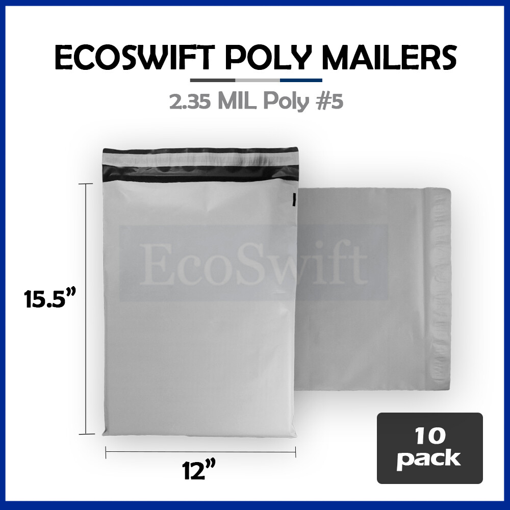 10 12×15.5 ECOSWIFT WHITE POLY MAILERS SHIPPING ENVELOPES BAGS