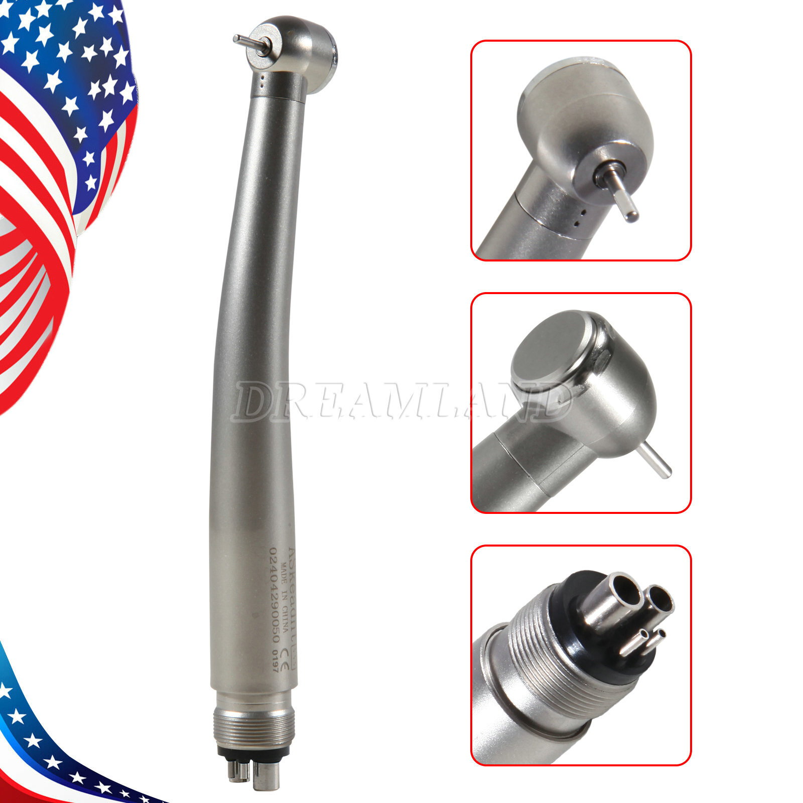 Dental High Speed (LED E-generator ) Handpiece 4Hole Burr Turbine NSK Style
