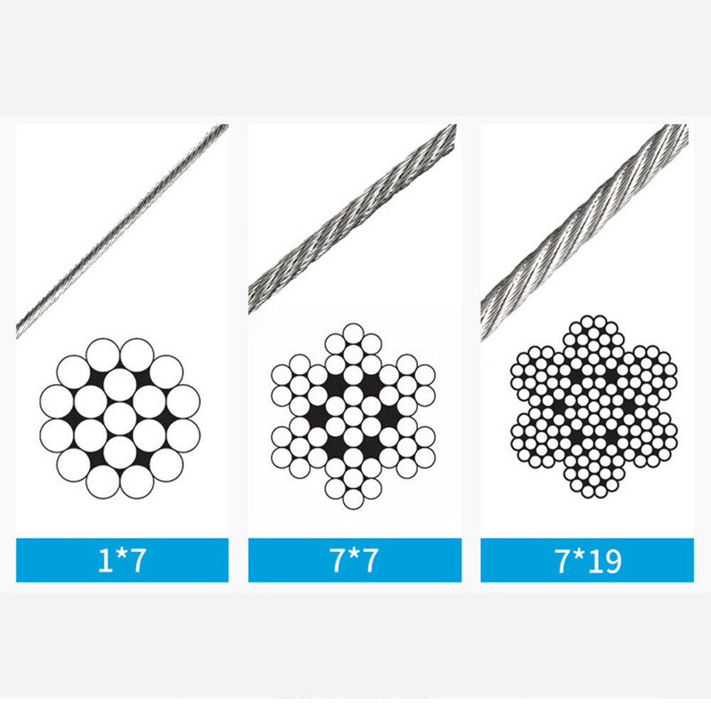 7×7 Stainless Steel Wire Rope Cable 0.3mm-4mm Fine Steel Wire Balustrade Cable