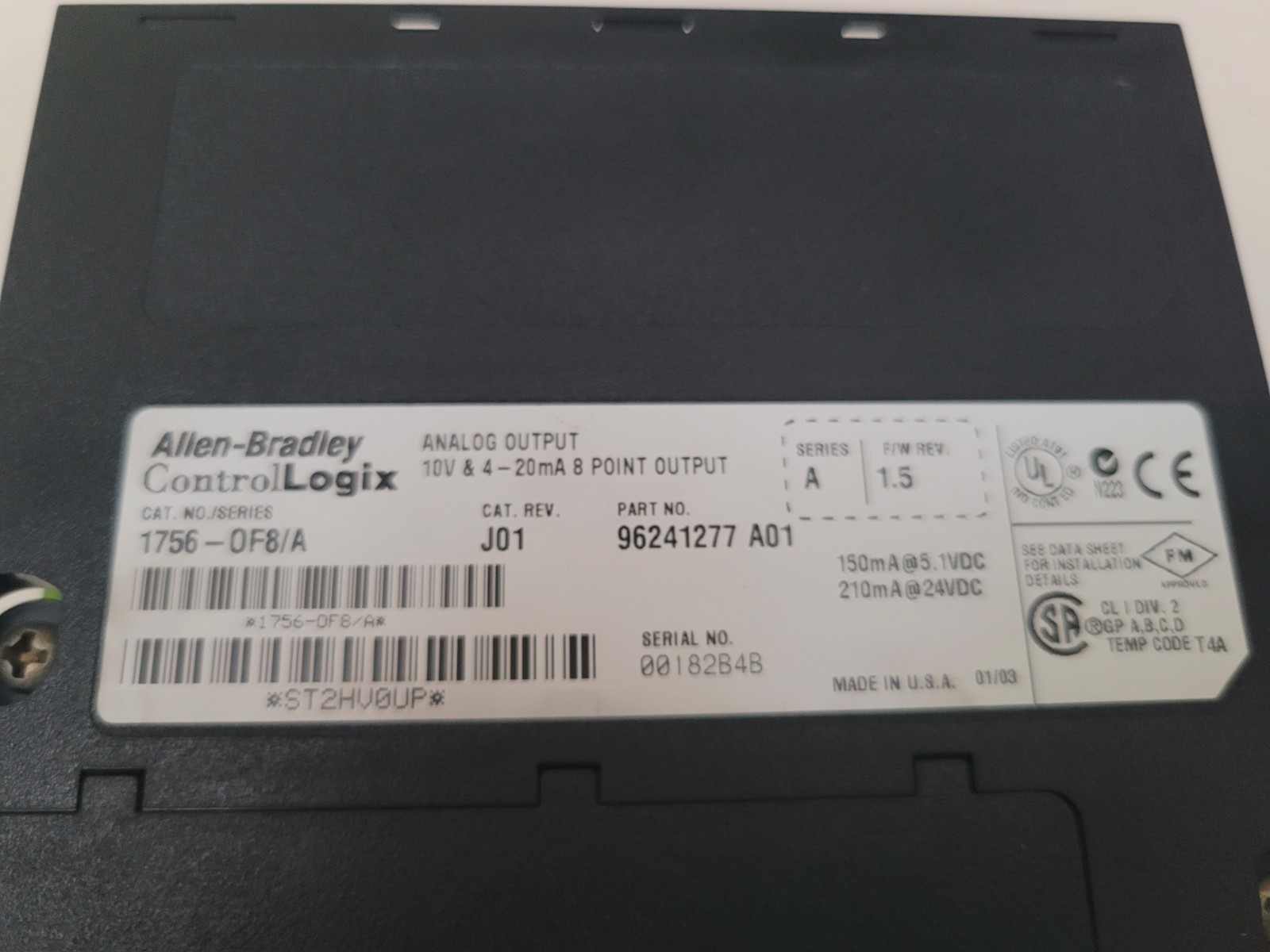 Allen-Bradley ControlLogix 1756-OF8/A 8 Analog Output Module 4-20ma Tested 100%