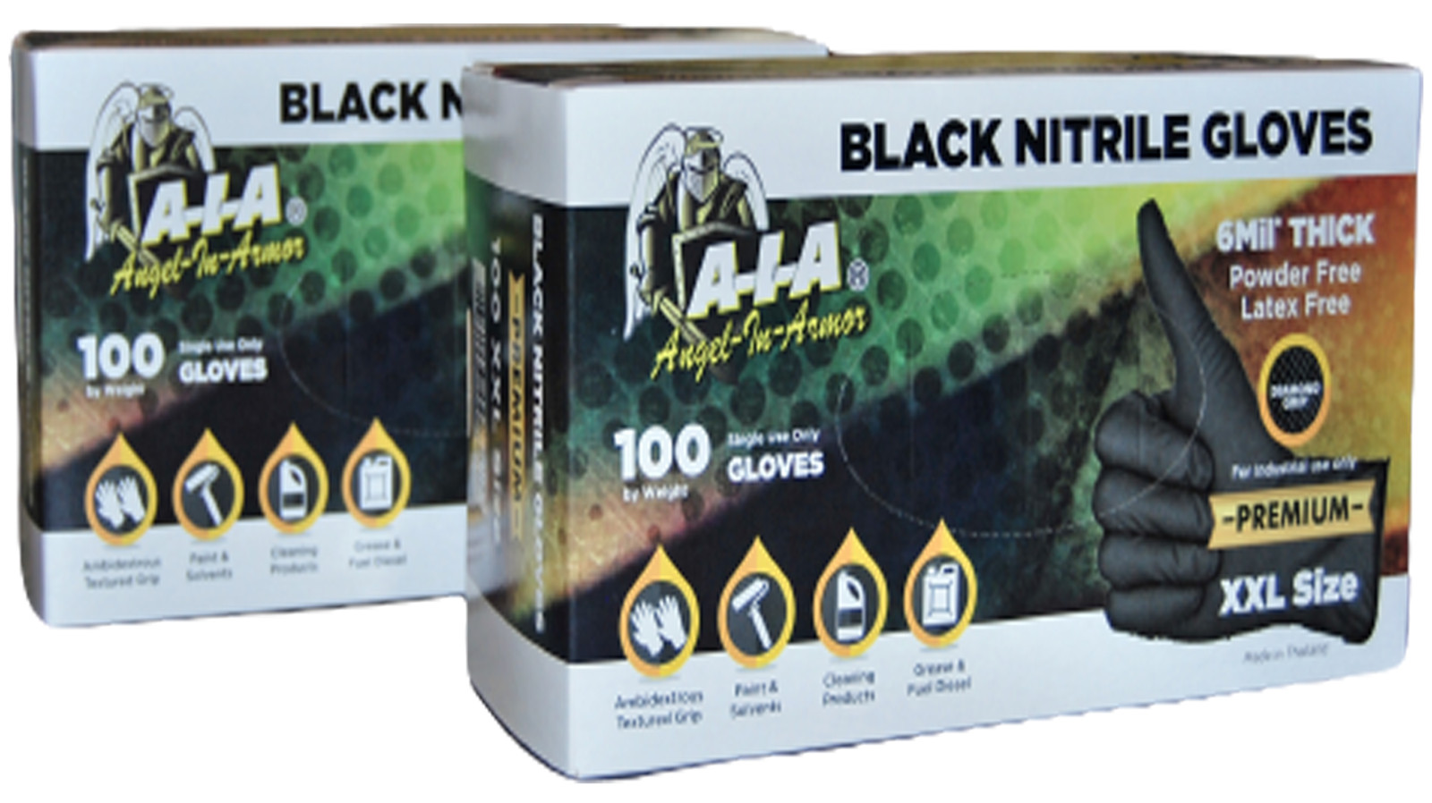 6 MIL BLACK NITRILE GLOVES WITH RAISED DIAMOND TEXTURE, HEAVY DUTY BOX OF 200