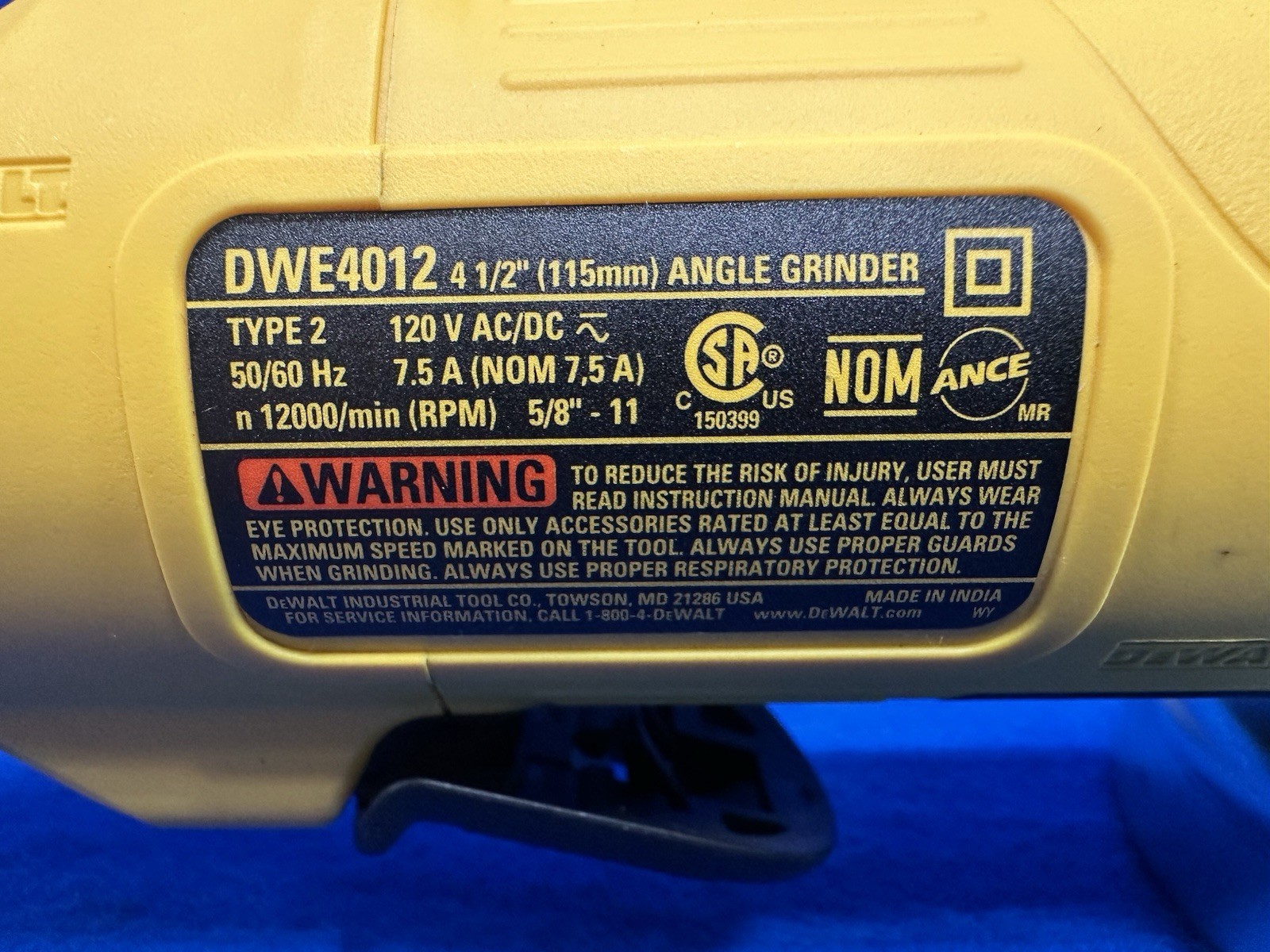 Dewalt Paddle Switch Small Angle Grinder DWE4012