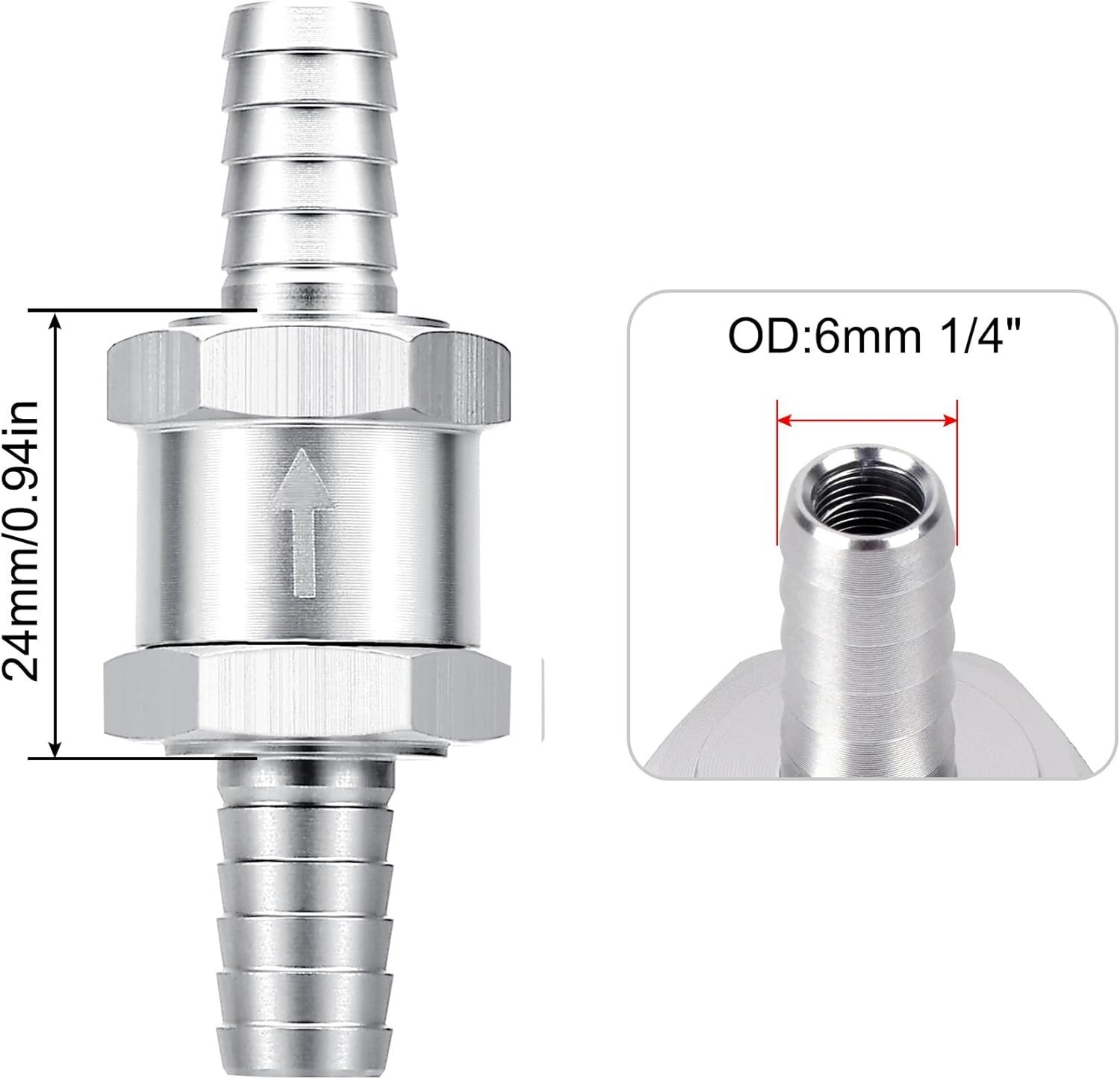 2x 6mm 1/4″ Fuel Line Non-Return One Way Air Fuel Oil Check Valve Diesel Gas