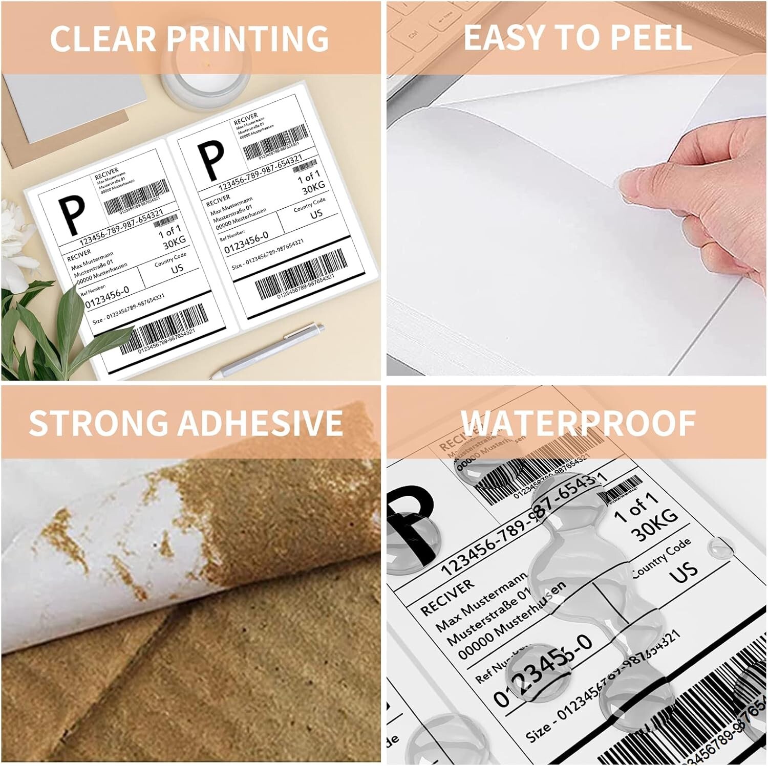 Easily Peelable 200 Labels – 8.27×5.32 Inches Self-Adhesive Shipping Solution