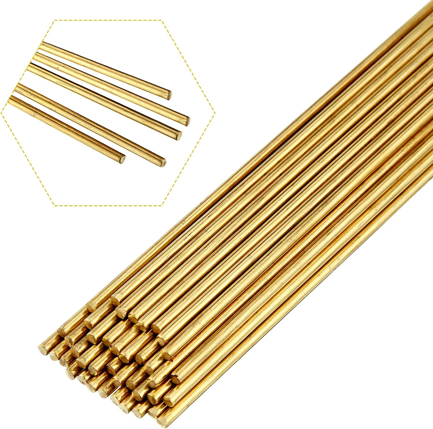 40 Pcs Brass Welding Rods 3/32 in Brazing Rods Brass Rod for DIY Craft Drift