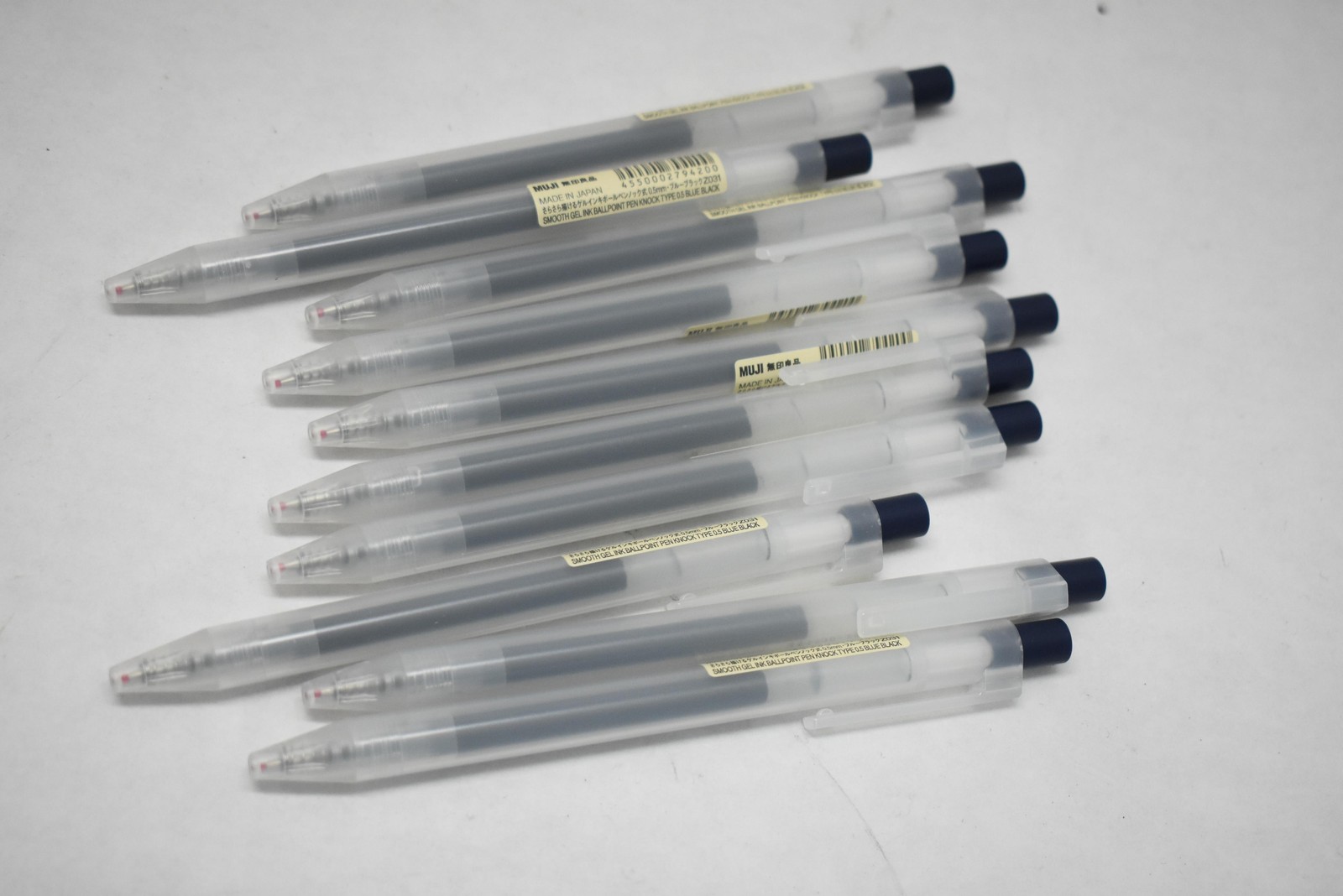 MUJI Smooth Gel Ink Ballpoint Click Pens 0.5mm Blue Black 10 Pack Japan