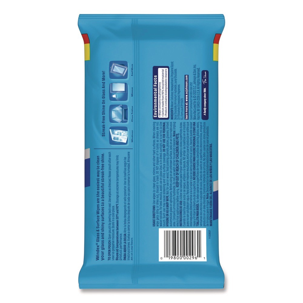 Windex 378032 7″ x 8″ Glass and Surface Wet Wipe – Unscented/White (12/CT) New