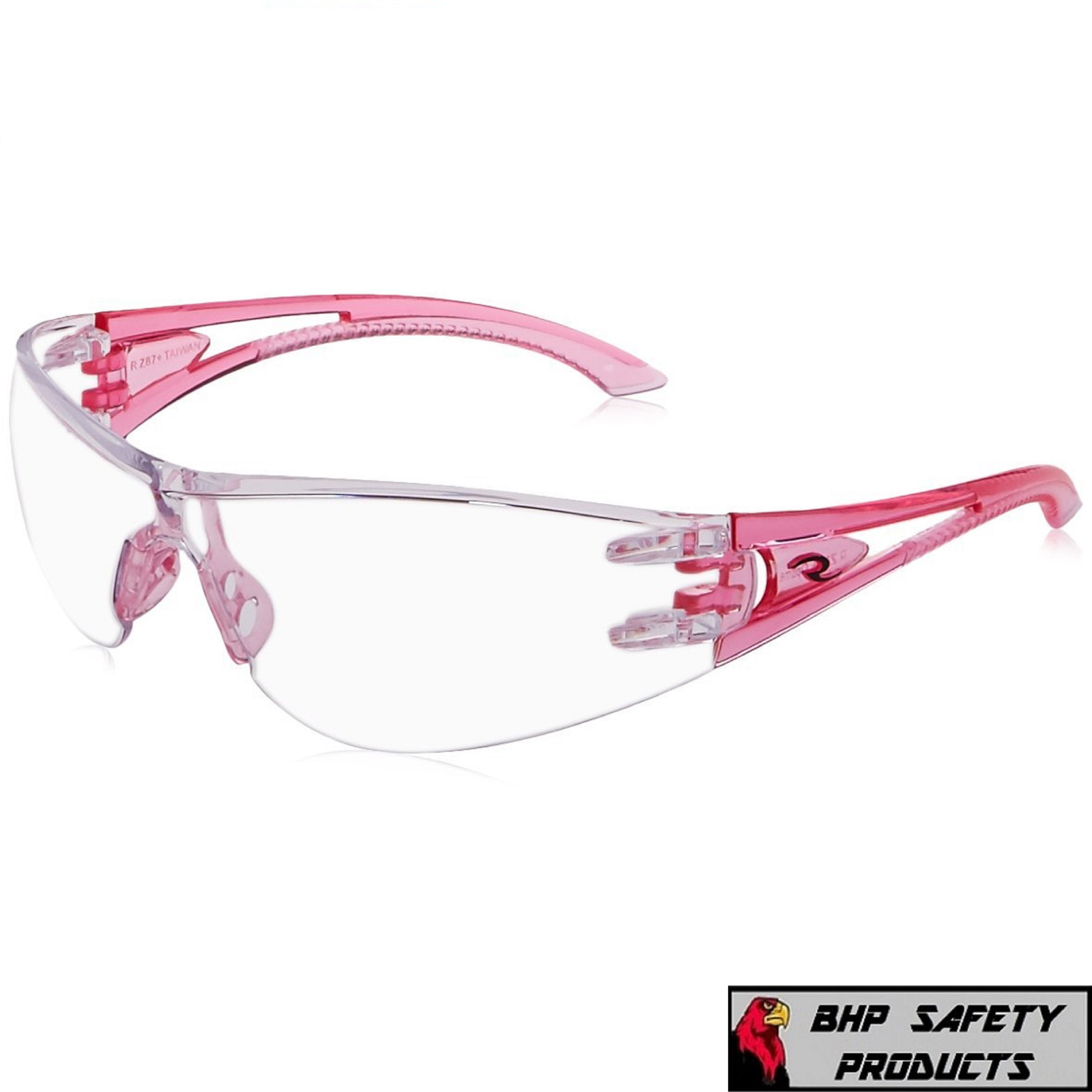 RADIANS OPTIMA SAFETY GLASSES PINK TEMPLES CLEAR HARD COAT LENS WOMEN ANSI Z87.1