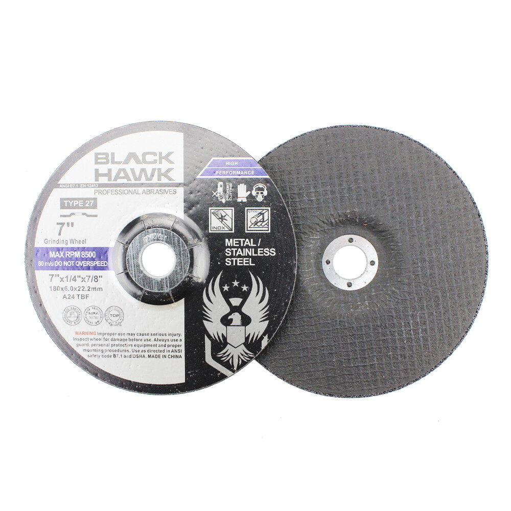50 Pack – 7″ x 1/4″ x 7/8″ Black Hawk Grinding Wheels T27 Discs for Metal