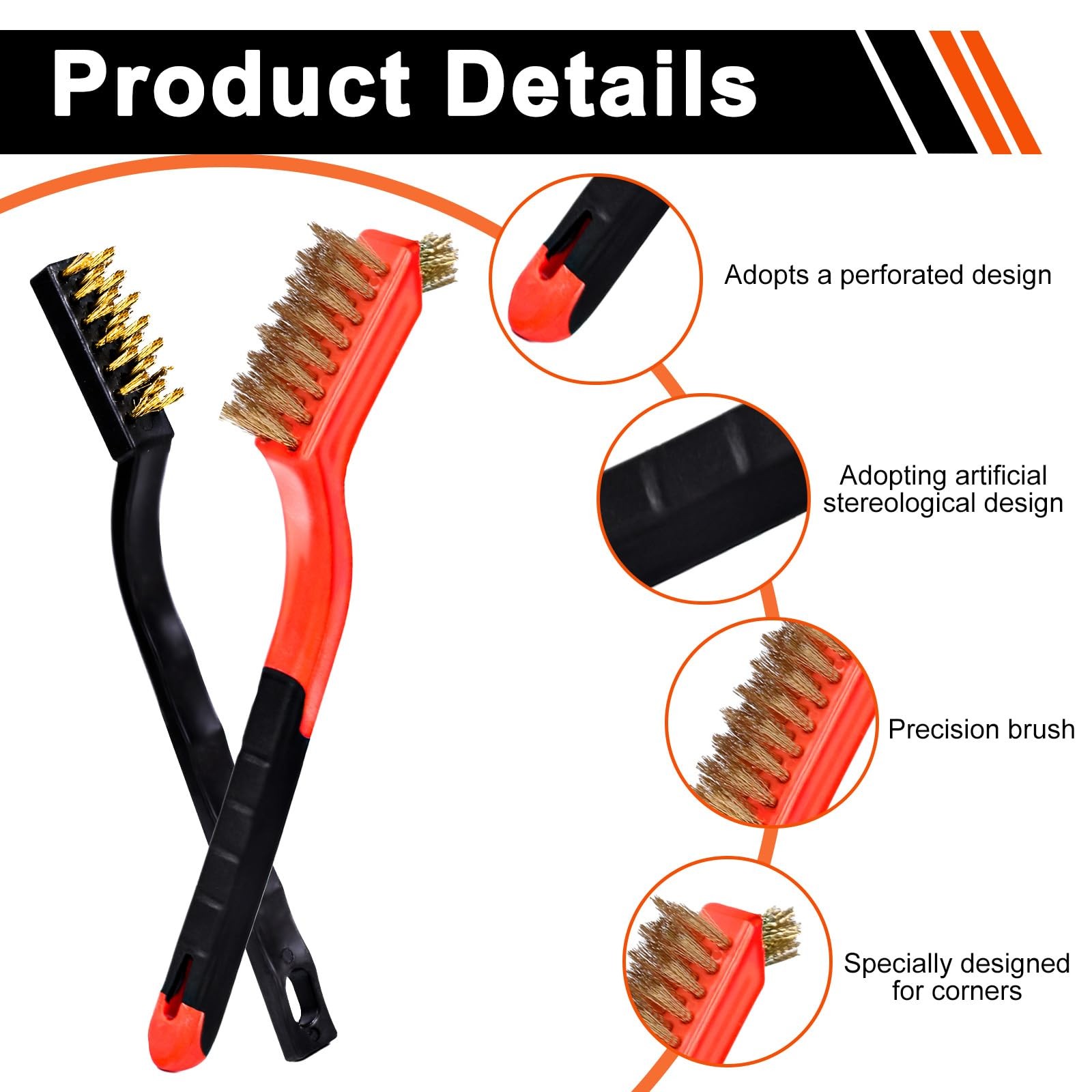 Wire Brush Set 6 Pcs Cleaning Tool Stainless Brass Nylon for Rust Removal USA
