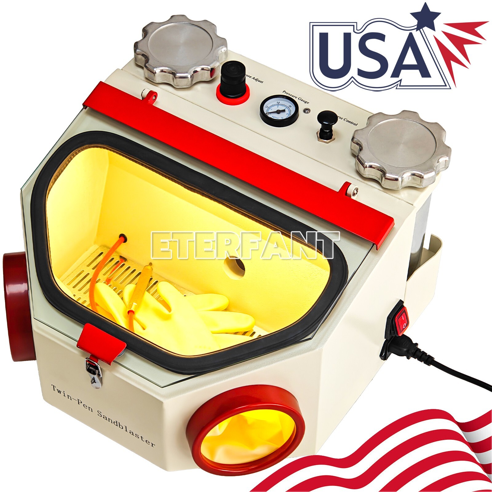Dental Twin Pen Sandblaster Double Pen Sand Blaster for Lab 2 Aluminum Tank US